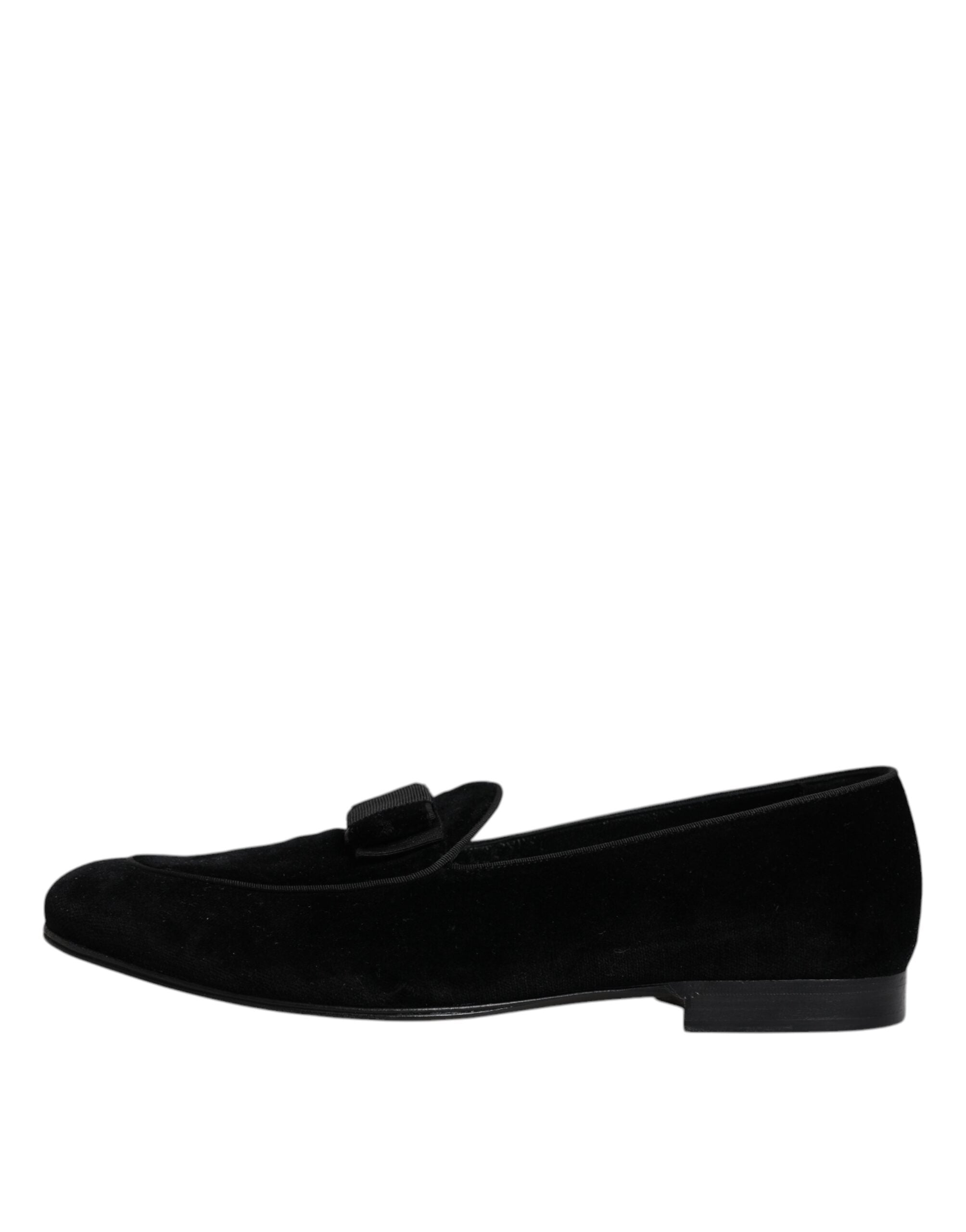 Dolce & Gabbana Black Velvet Loafers Formal Men Dress Shoes