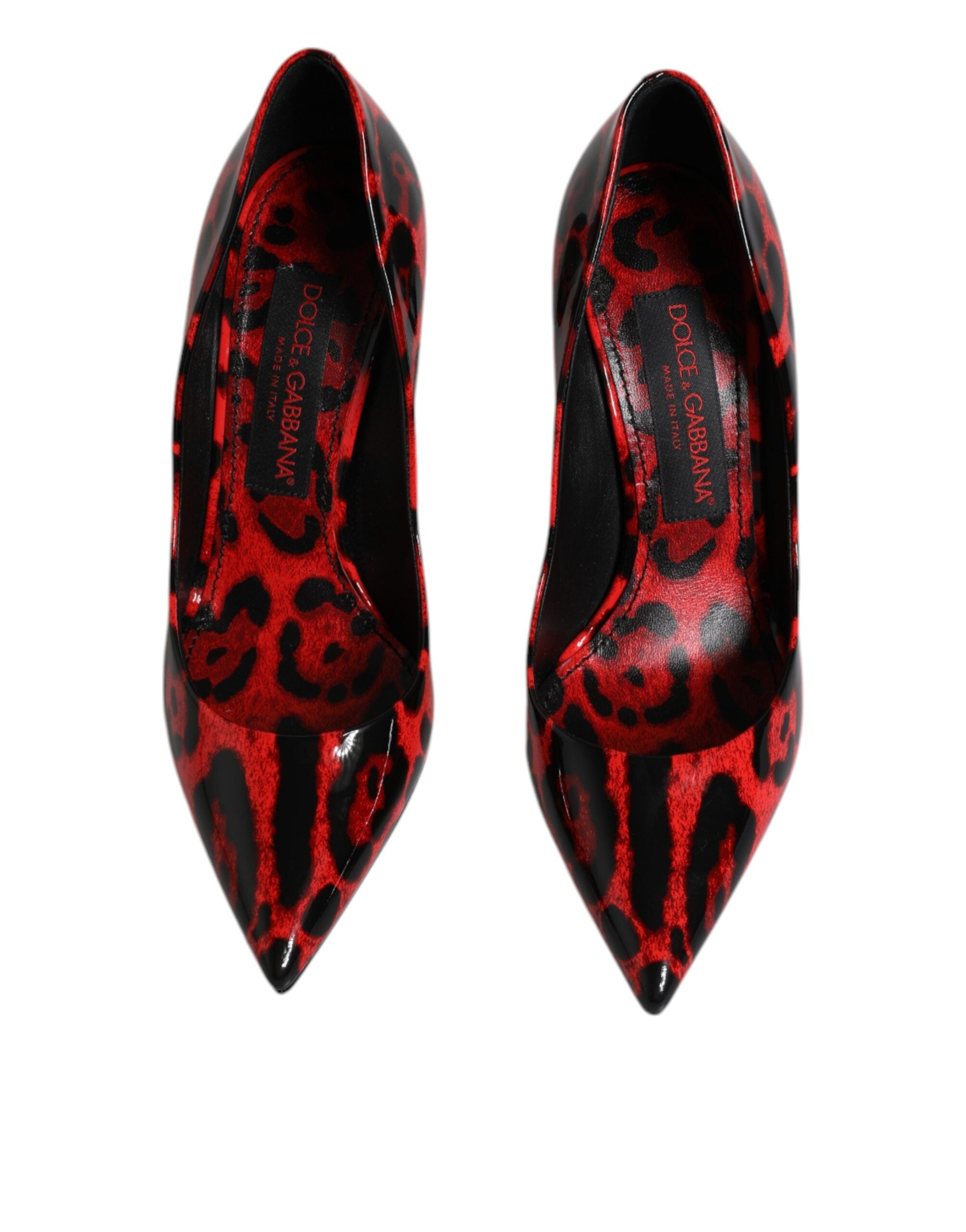 Dolce & Gabbana Red Leopard Leather Stiletto High Heels Pumps Shoes