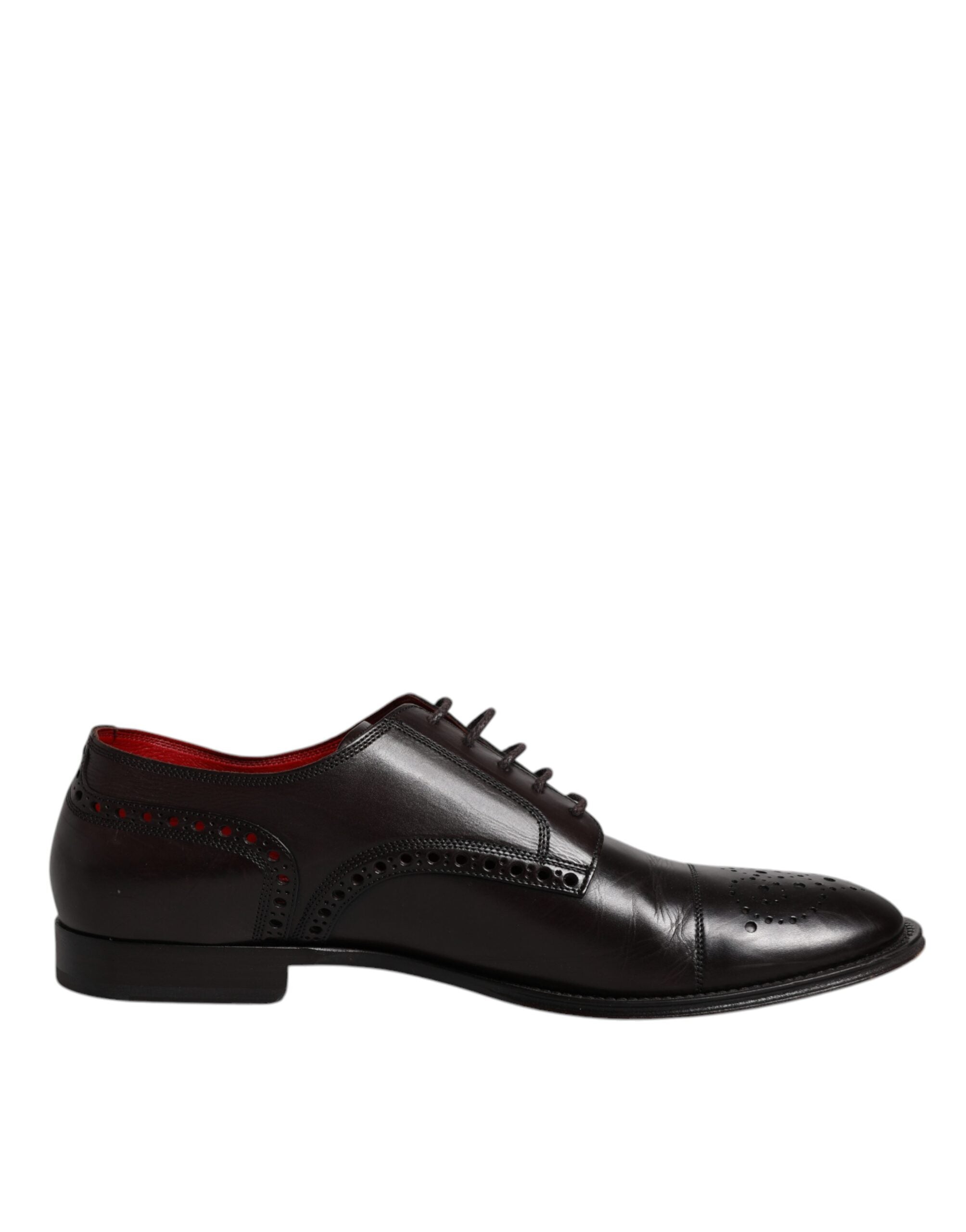 Dolce & Gabbana Black Calfskin Leather Derby Men Dress Shoes