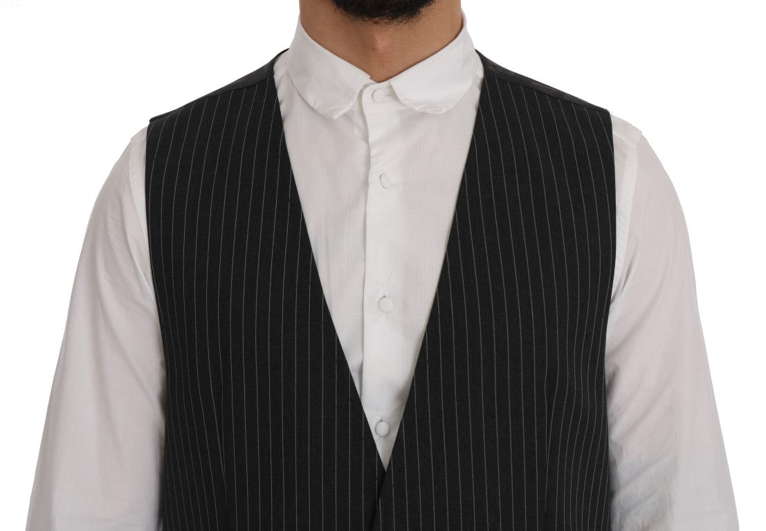 Dolce & Gabbana Elegant Gray Striped Vest Waistcoat