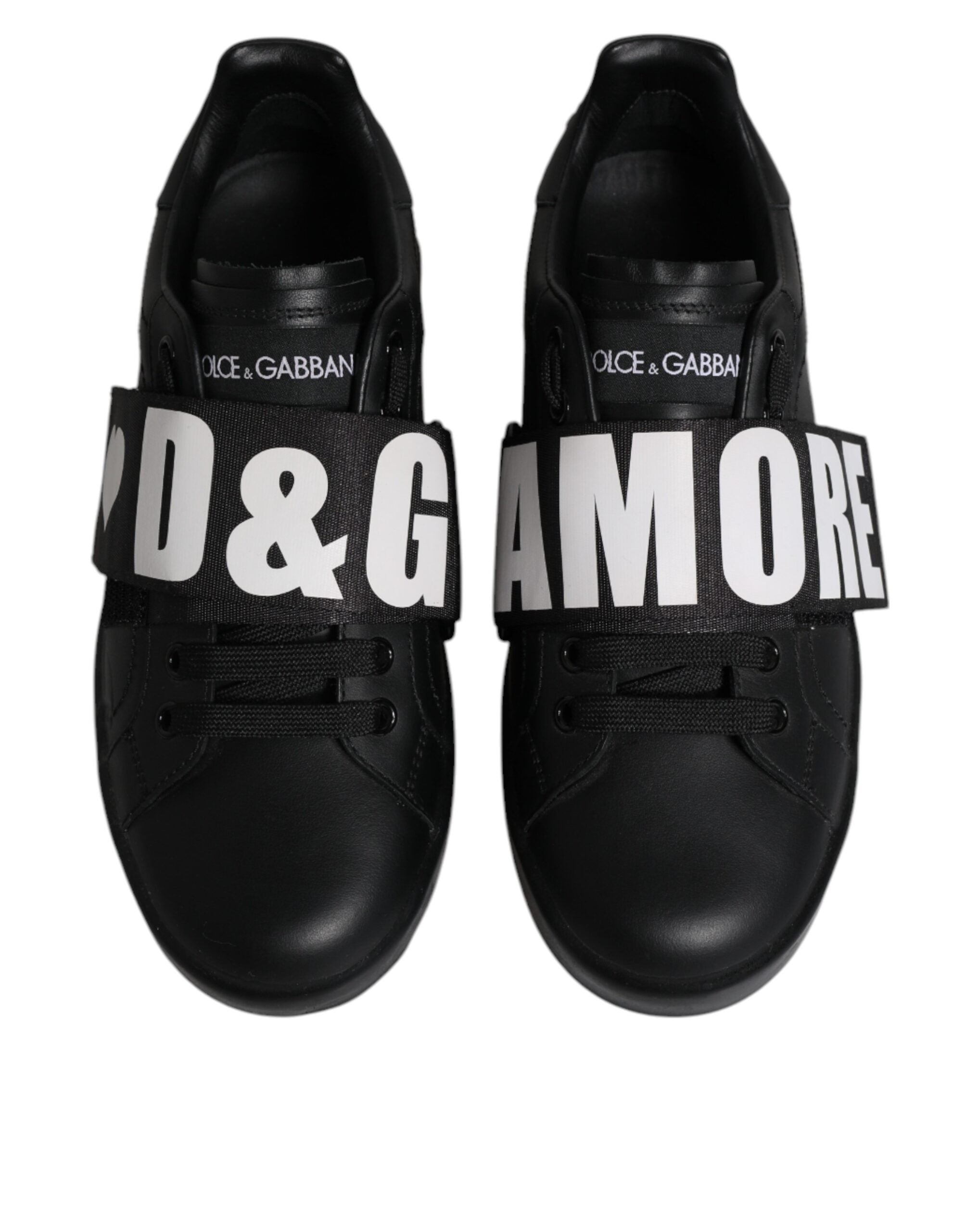 Dolce & Gabbana Black D&G AMORE Low Top Sneakers Shoes