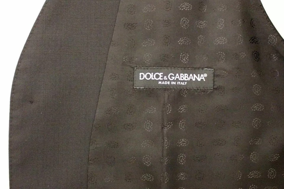 Dolce & Gabbana Black Wool Silk Dress Gilet Jacket Vest