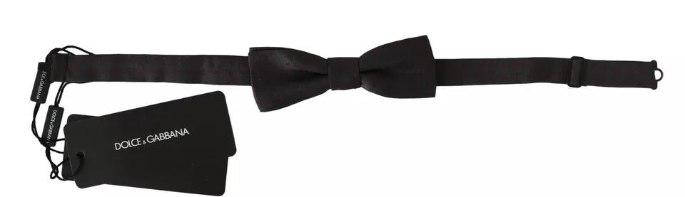 Dolce & Gabbana Gray Dotted Silk Adjustable Neck Bow Tie