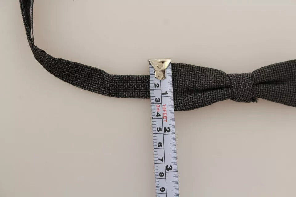 Dolce & Gabbana Gray Pattern Silk Adjustable Neck Bow Tie