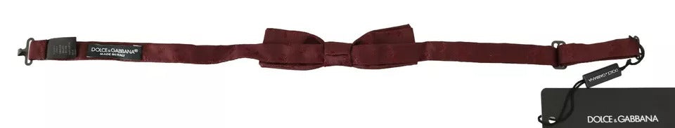 Dolce & Gabbana Bordeaux Silk Floral Faille Adjustable Bow Tie