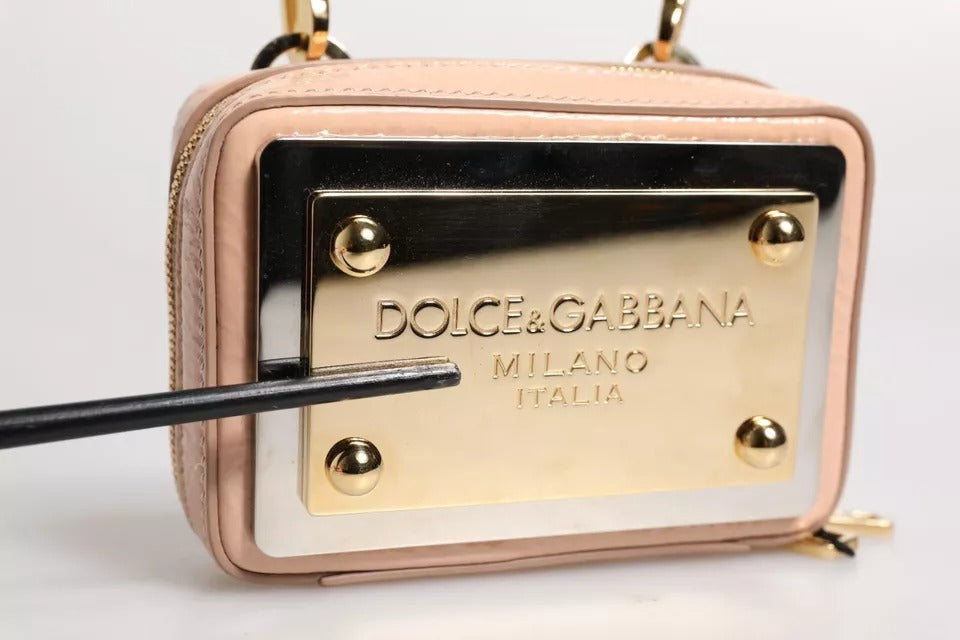 Dolce & Gabbana Nude Leather Logo Plaque Crossbody Bag