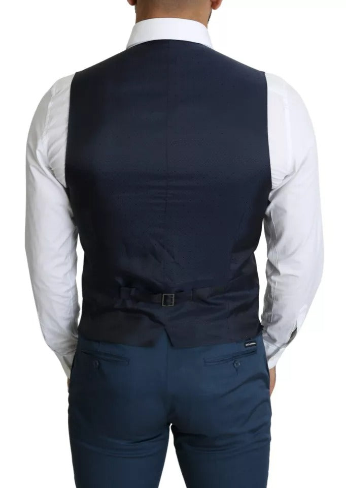 Dolce & Gabbana Navy Blue Men Formal Dress Waistcoat Vest