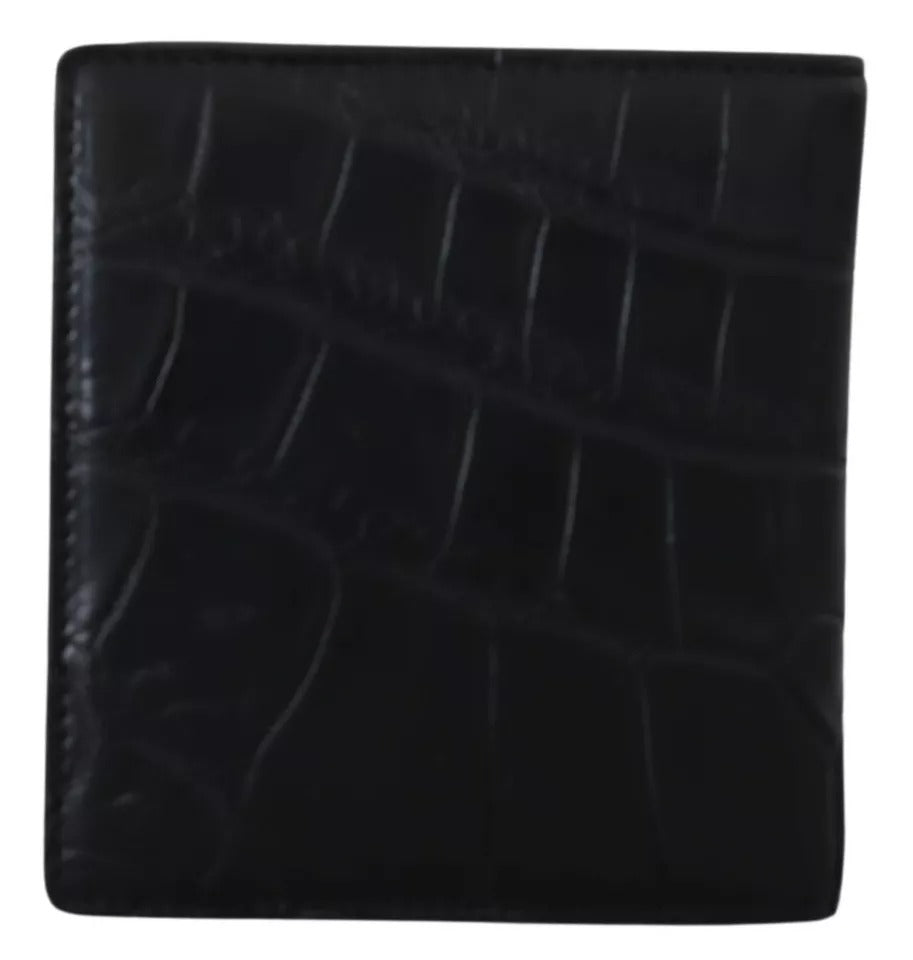 Dolce & Gabbana Black Exotic Leather Bifold Card Holder Wallet