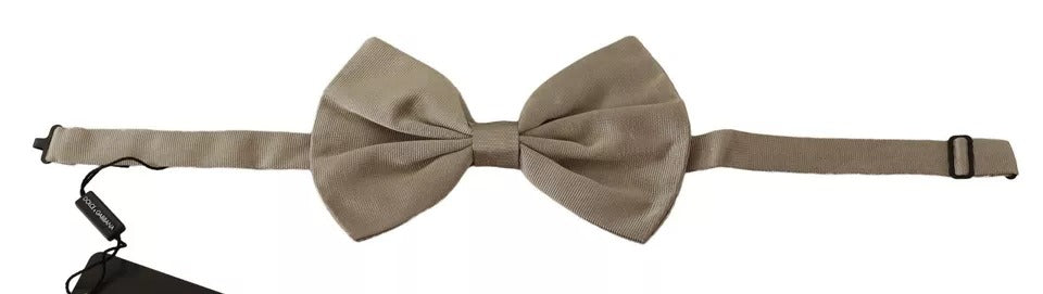 Dolce & Gabbana Silver Gray Silk Adjustable Neck Bow Tie