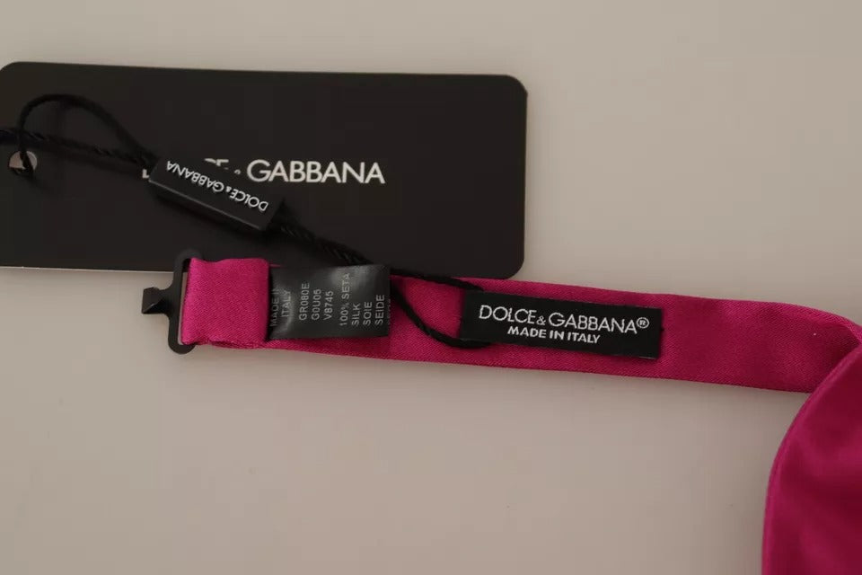 Dolce & Gabbana Pink Silk Adjustable Neck Bow Tie Men