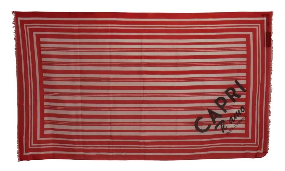 Dolce & Gabbana Red White Striped Capri Wrap Shawl Scarf