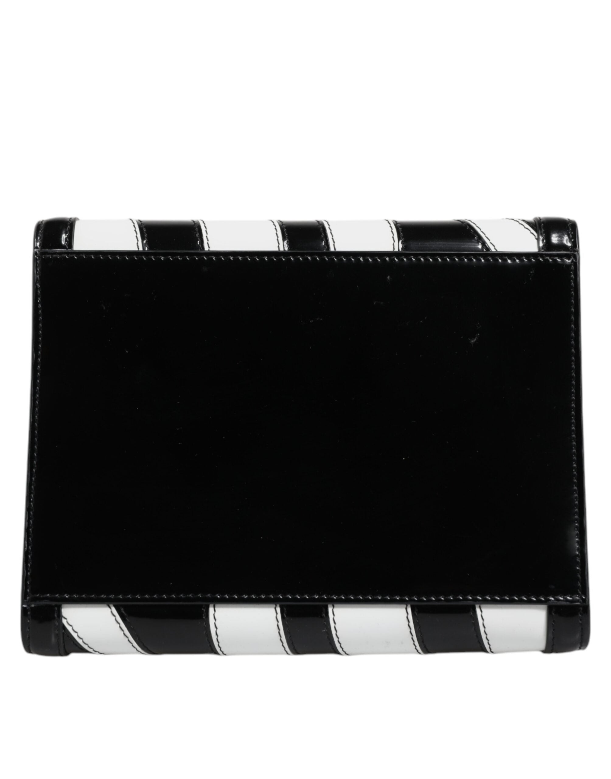 Dolce & Gabbana Black White Zebra Patchwork Logo Plaque Shoulder Bag