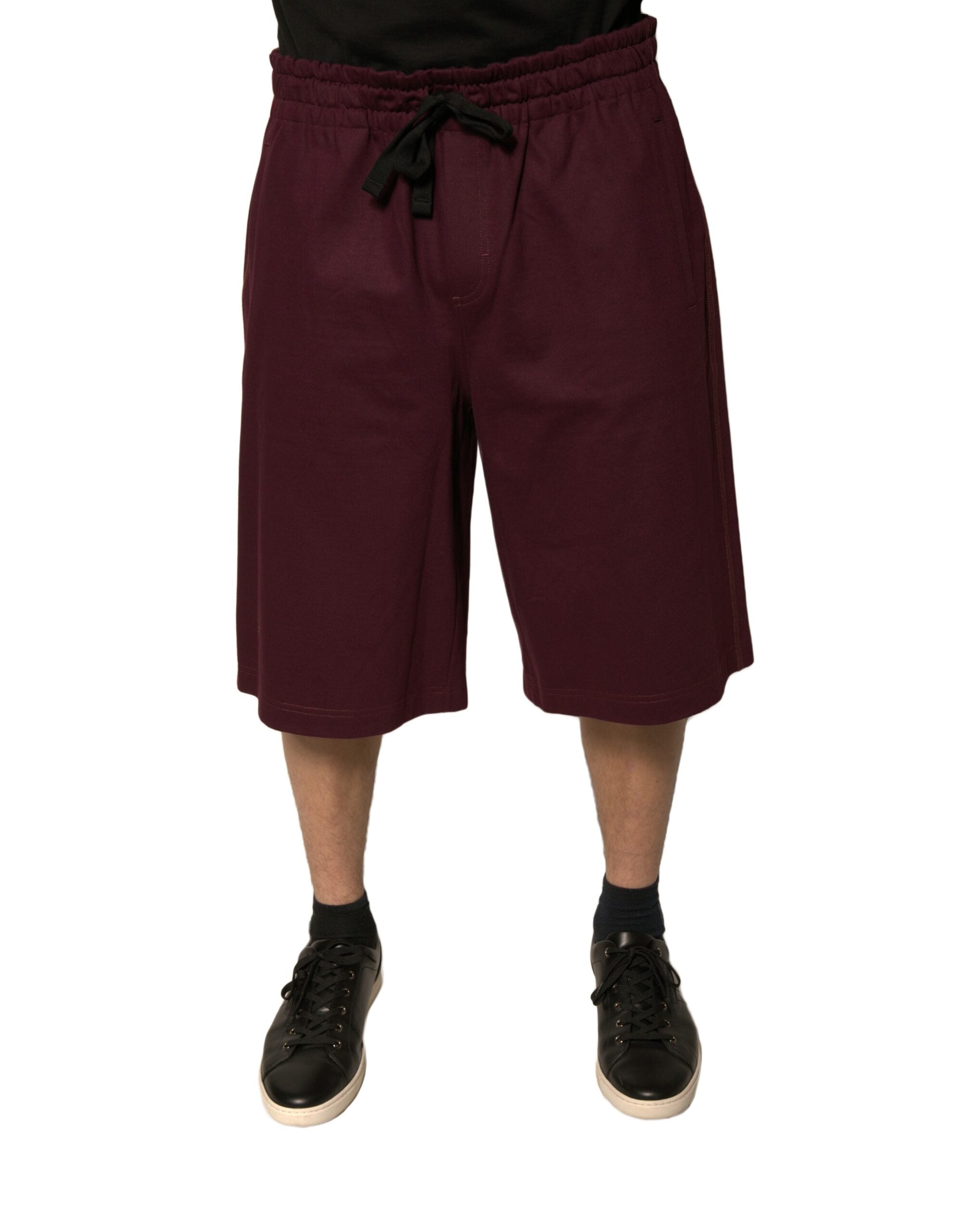 Dolce & Gabbana Maroon Cotton Mid Waist Bermuda Shorts