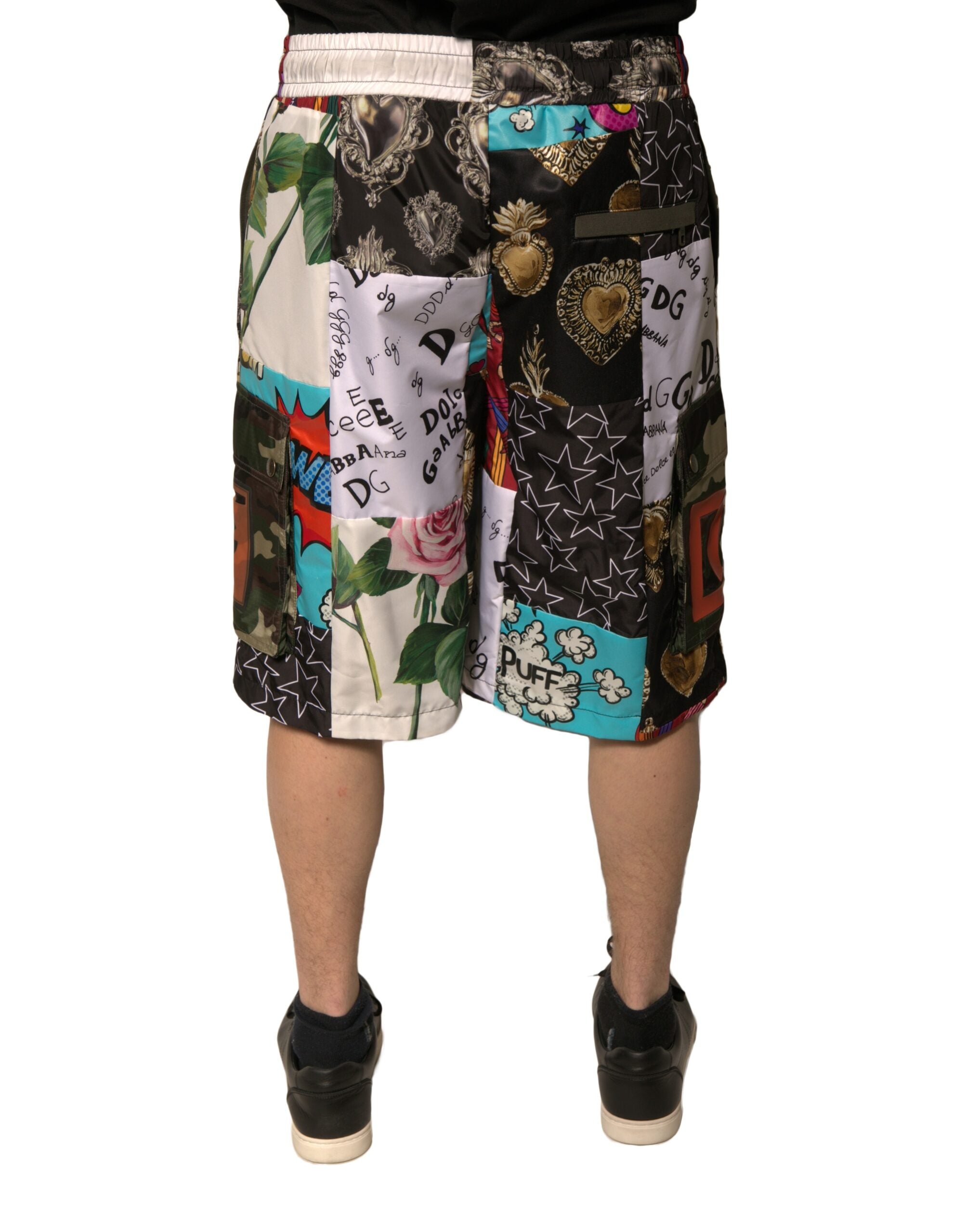 Dolce & Gabbana Multicolor Patchwork Cargo Bermuda Shorts