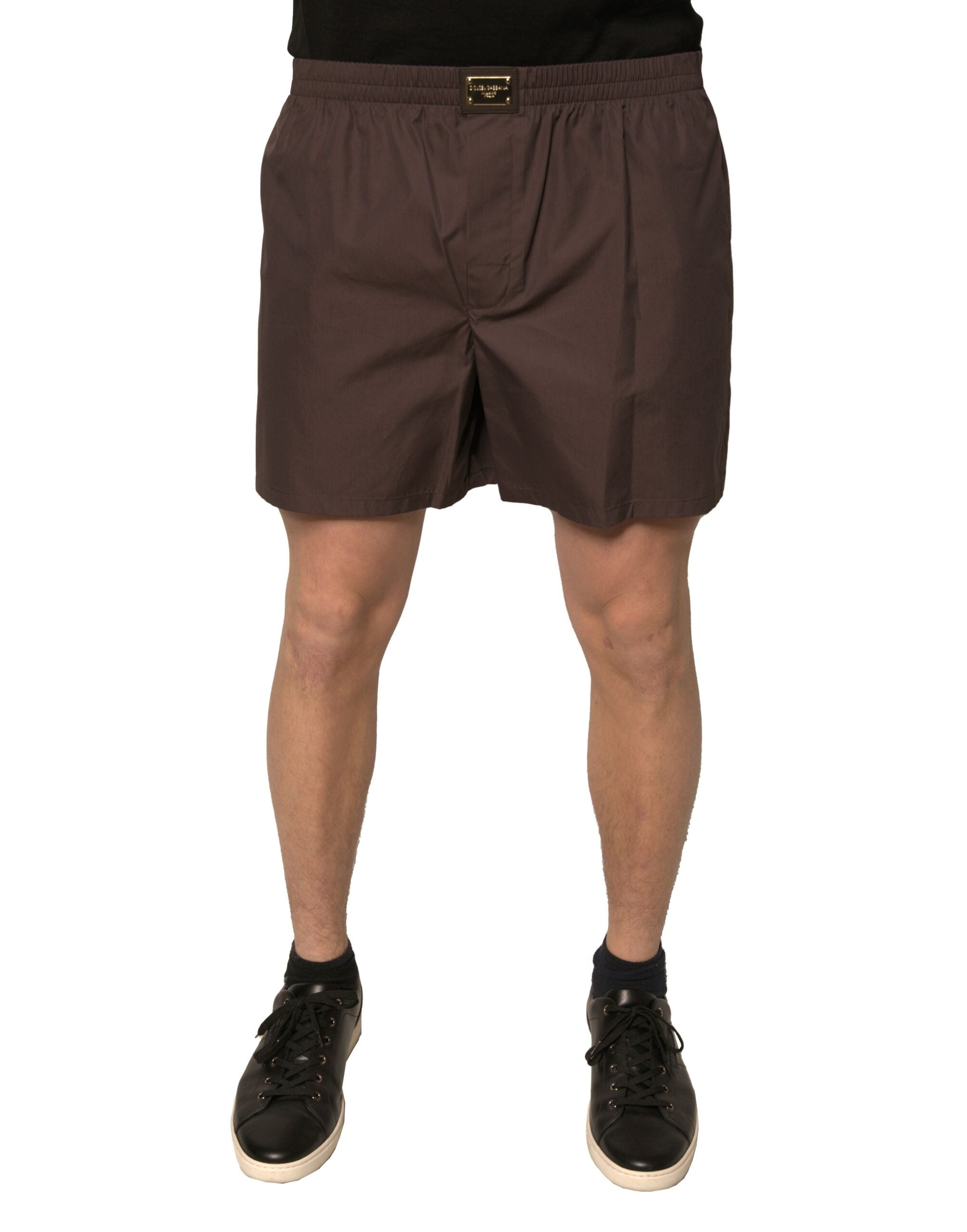 Dolce & Gabbana Brown Cotton Blend Men Mid Waist Shorts