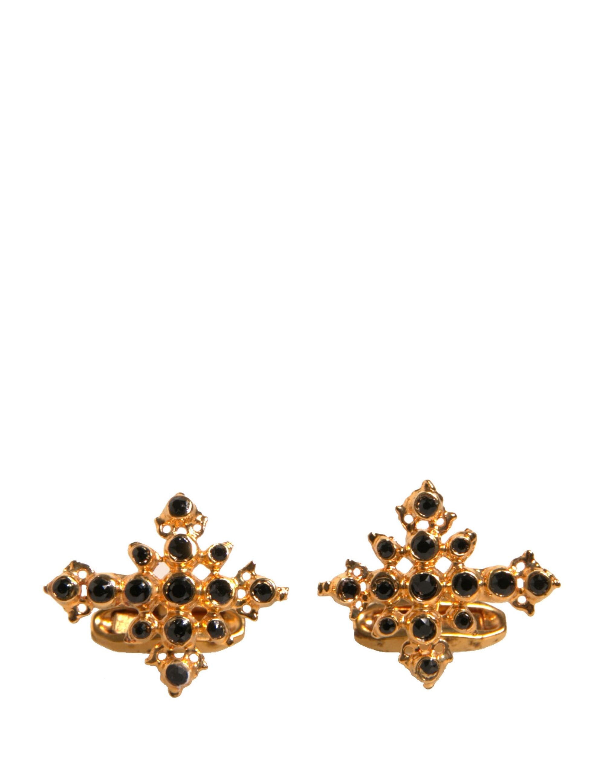 Dolce & Gabbana Gold Tone Brass Cross Crystal Cufflink