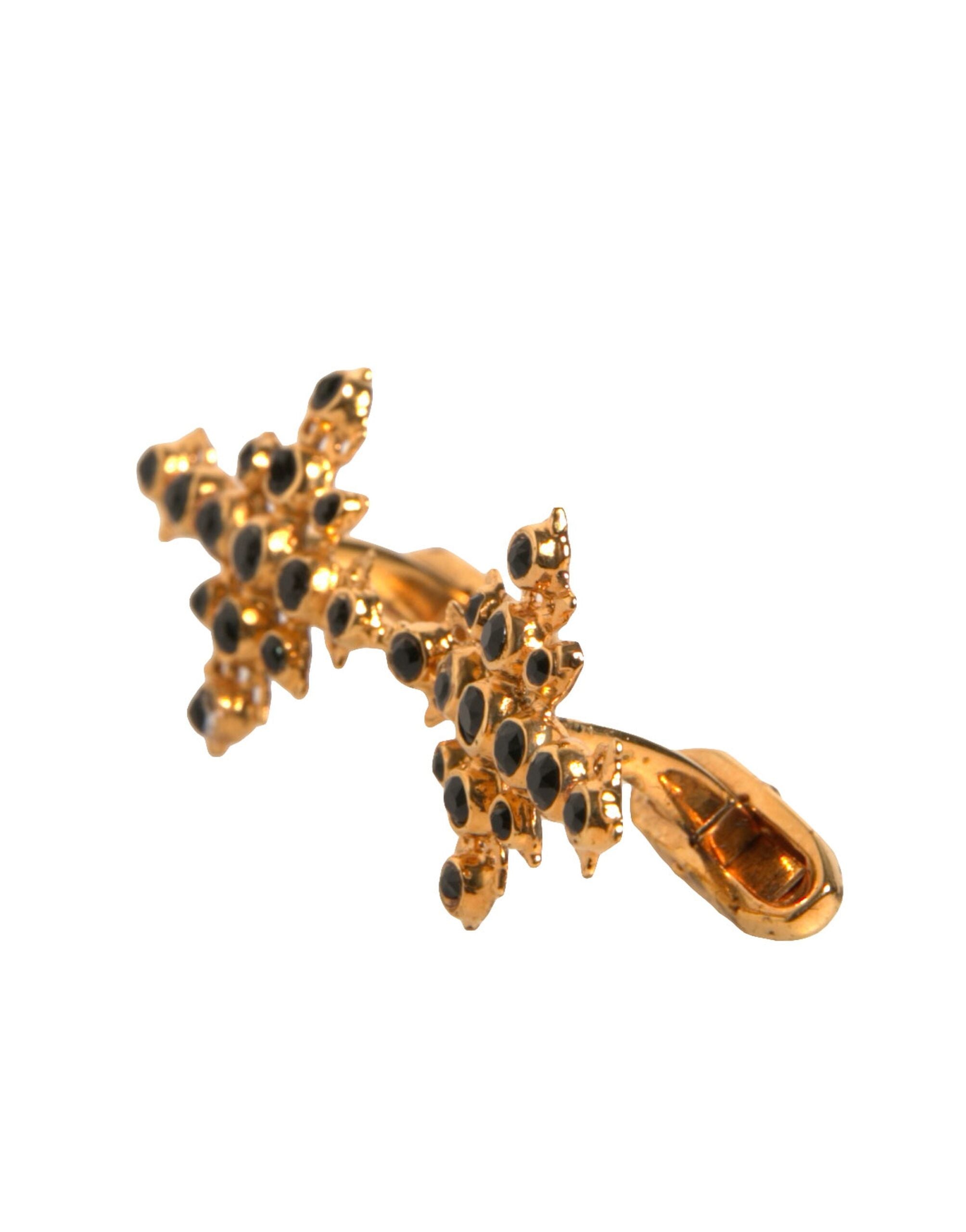 Dolce & Gabbana Gold Tone Brass Cross Crystal Cufflink