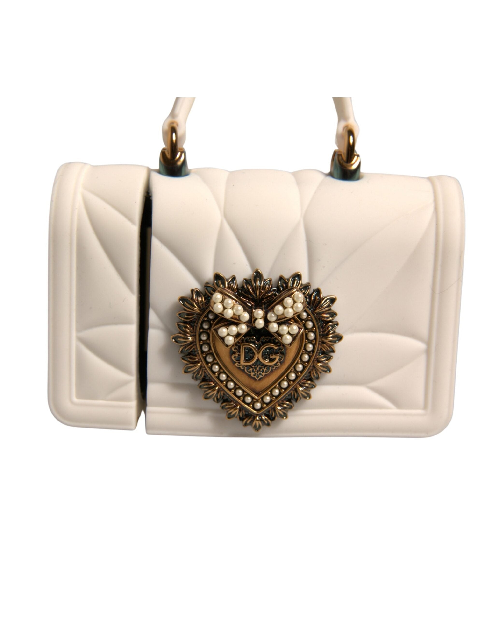 Dolce & Gabbana White Silicone Devotion Heart Cover Hand Bag Airpod Case