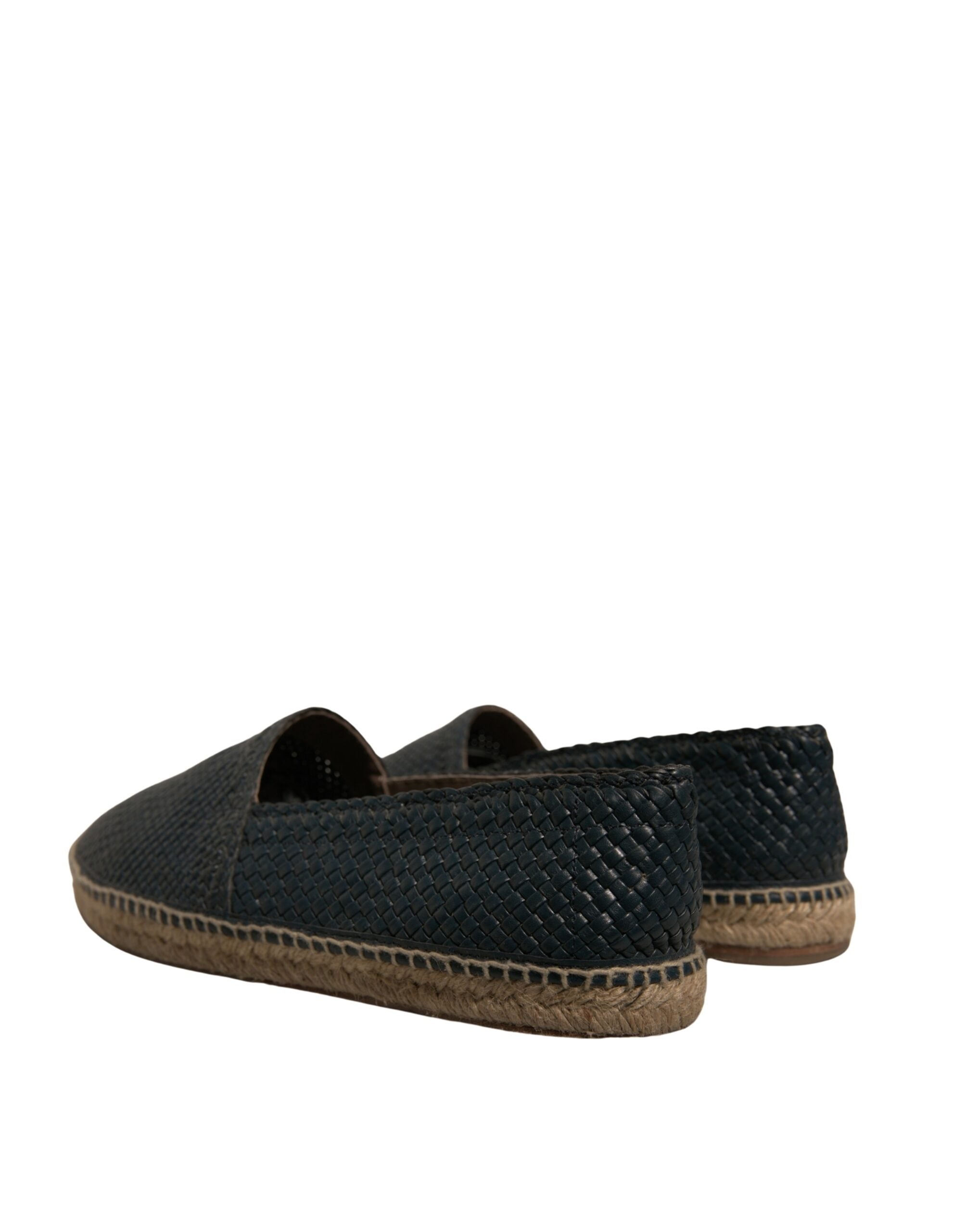 Dolce & Gabbana Blue Woven Leather Buffalo Espadrille Shoes