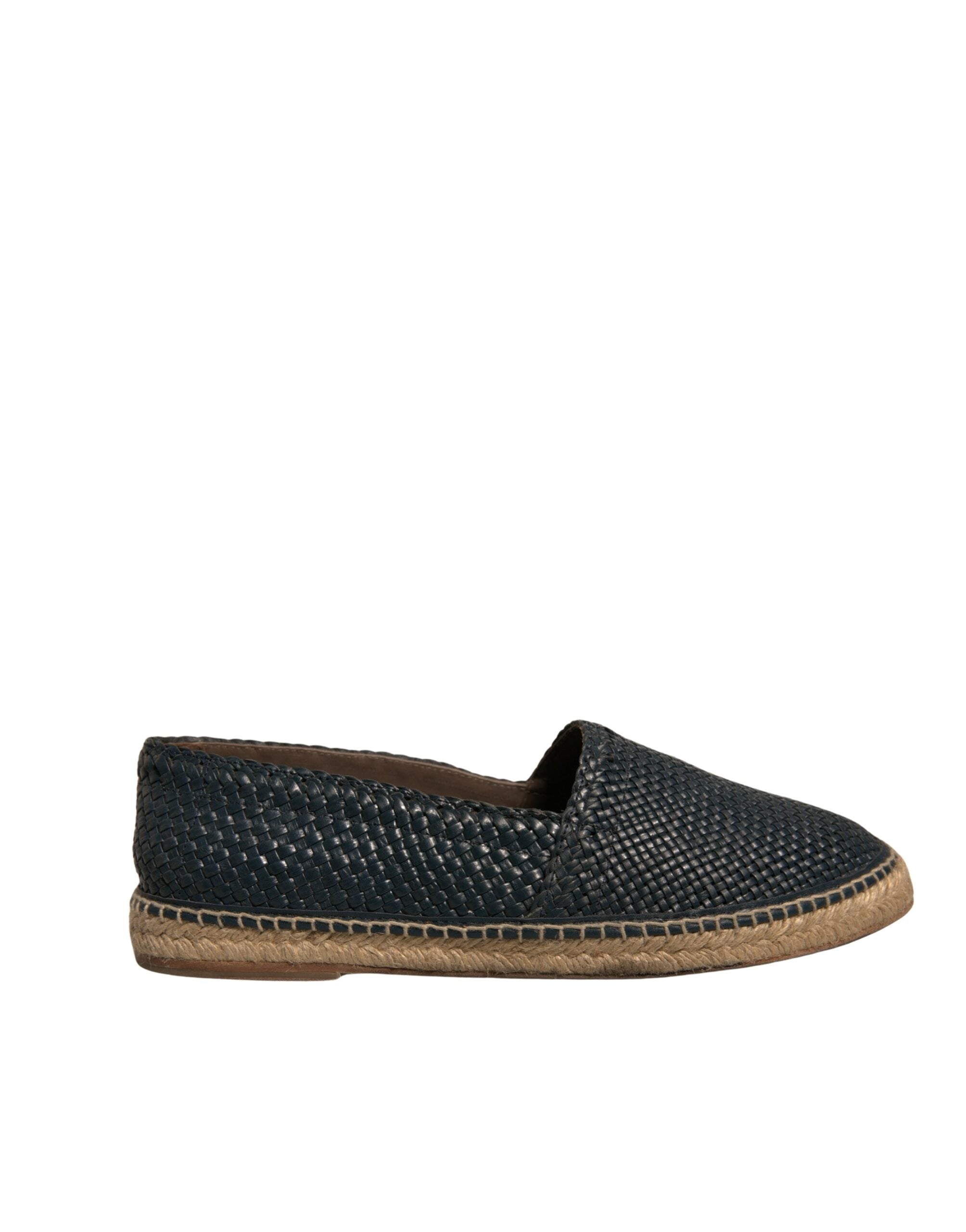 Dolce & Gabbana Blue Woven Leather Buffalo Espadrille Shoes