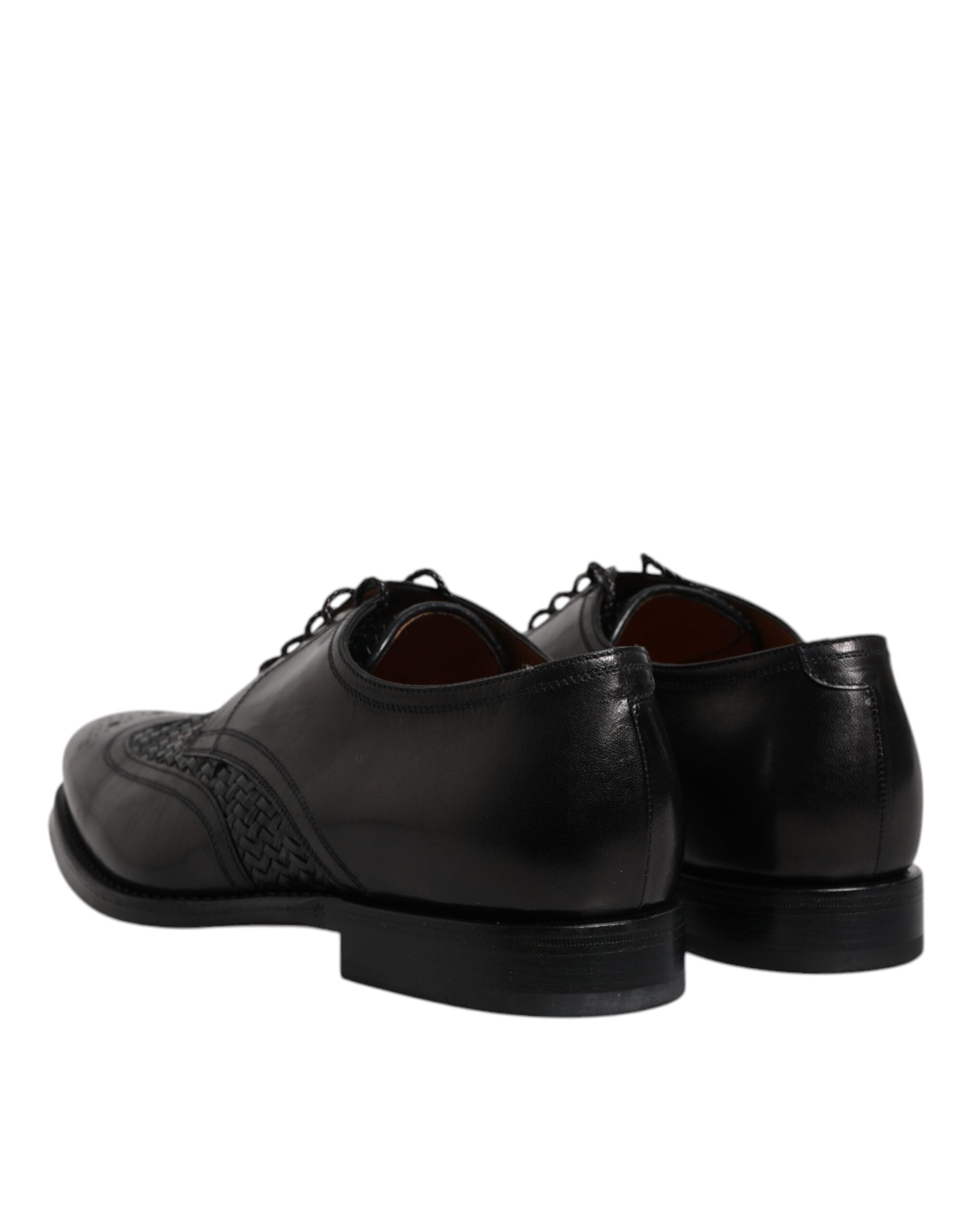 Dolce & Gabbana Black Leather Derby Wingtip Lace Up Formal Dress Shoes