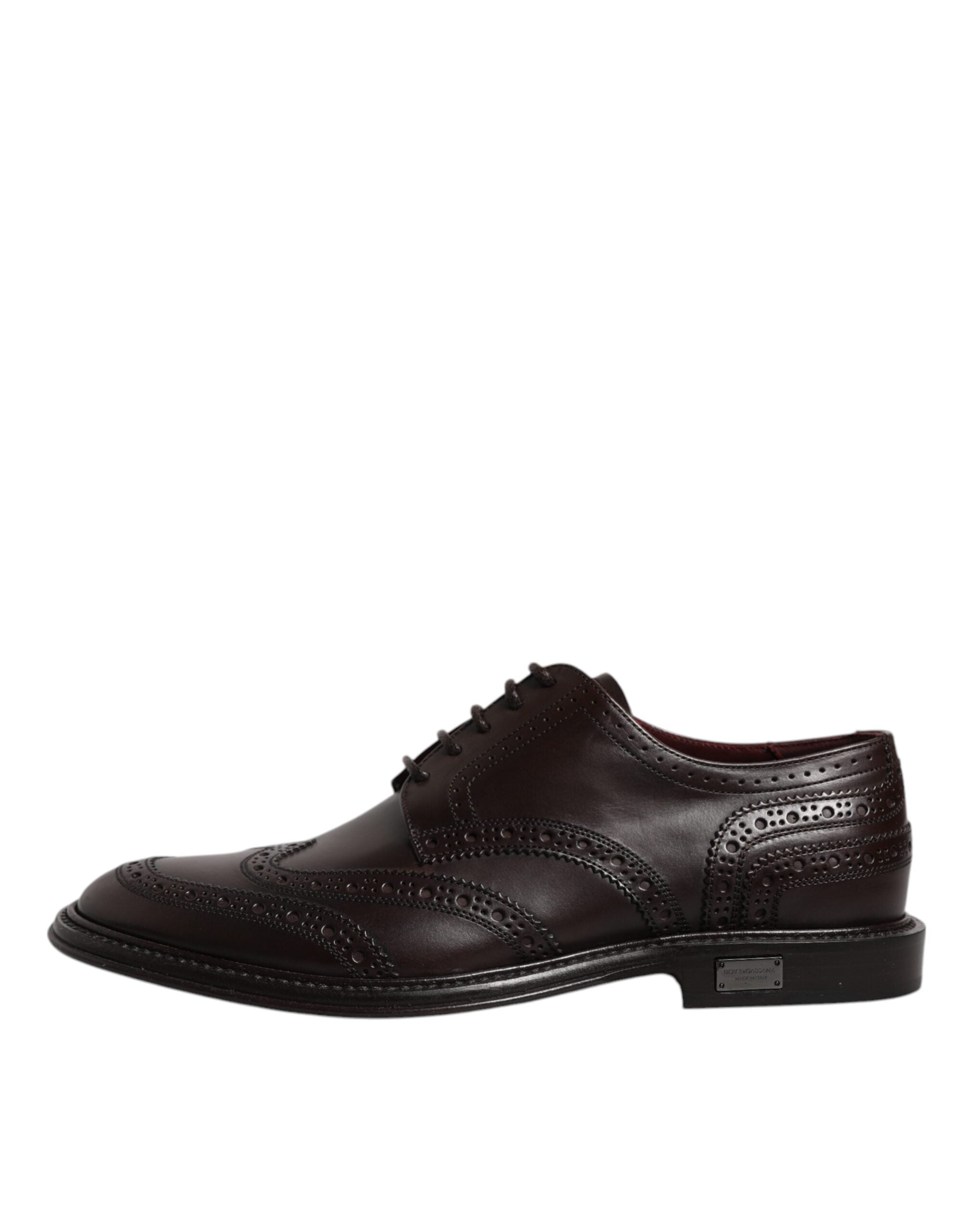 Dolce & Gabbana Brown Leather Derby Wingtip Lace Up Formal Dress Shoes