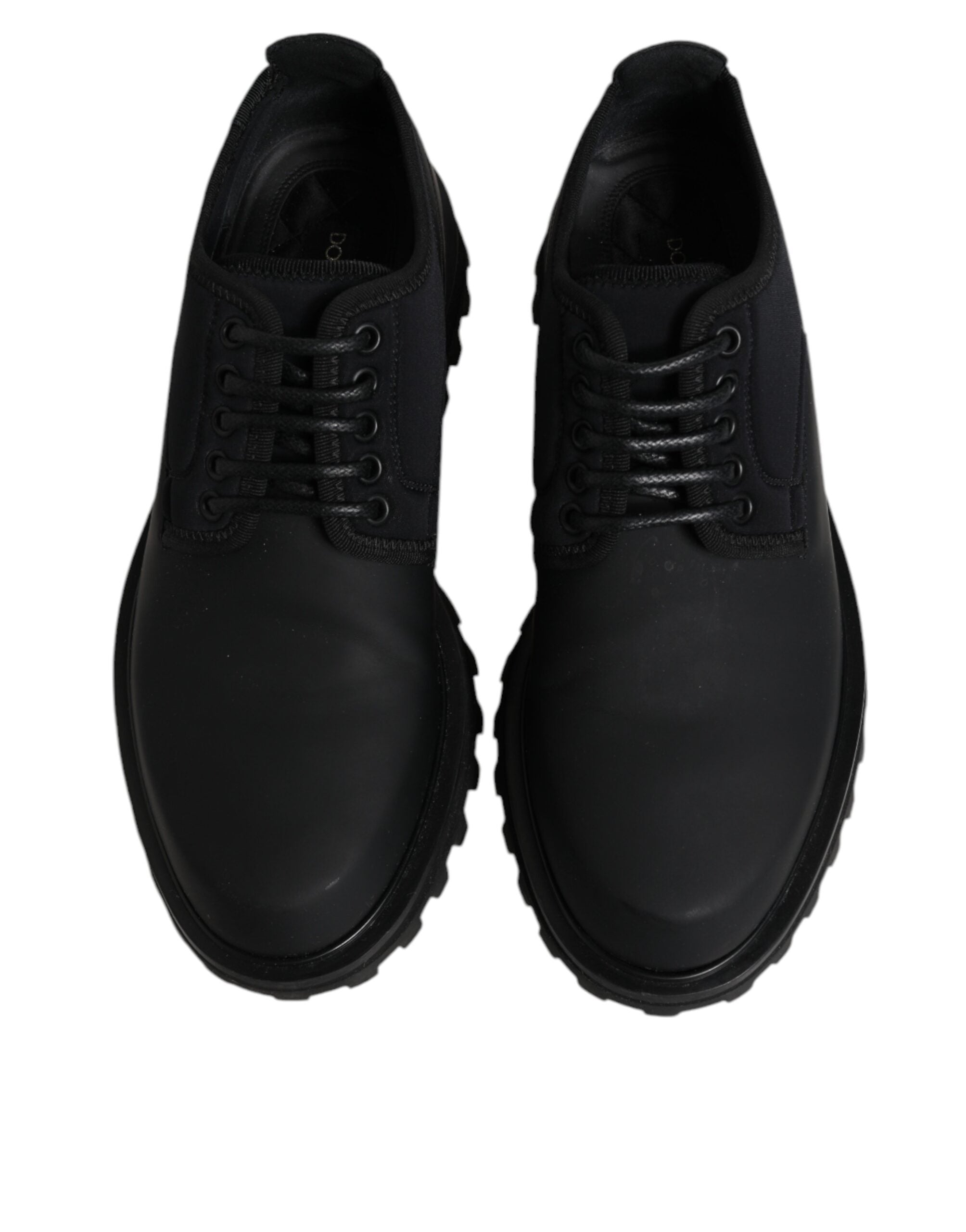 Dolce & Gabbana Black Leather Lace Up Trekking Dress Shoes