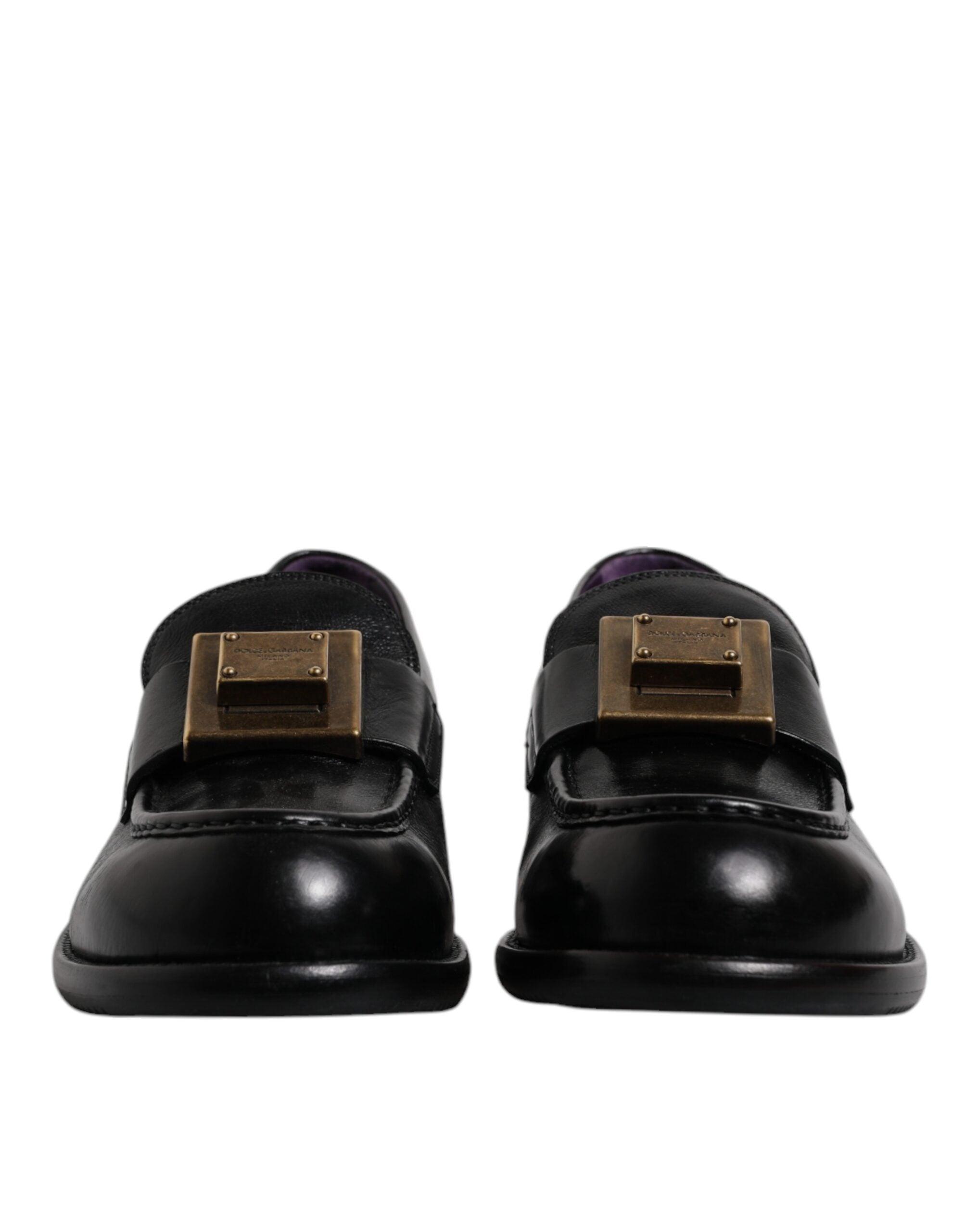 Dolce & Gabbana Black Leather Slip On Formal Mocassin Shoes