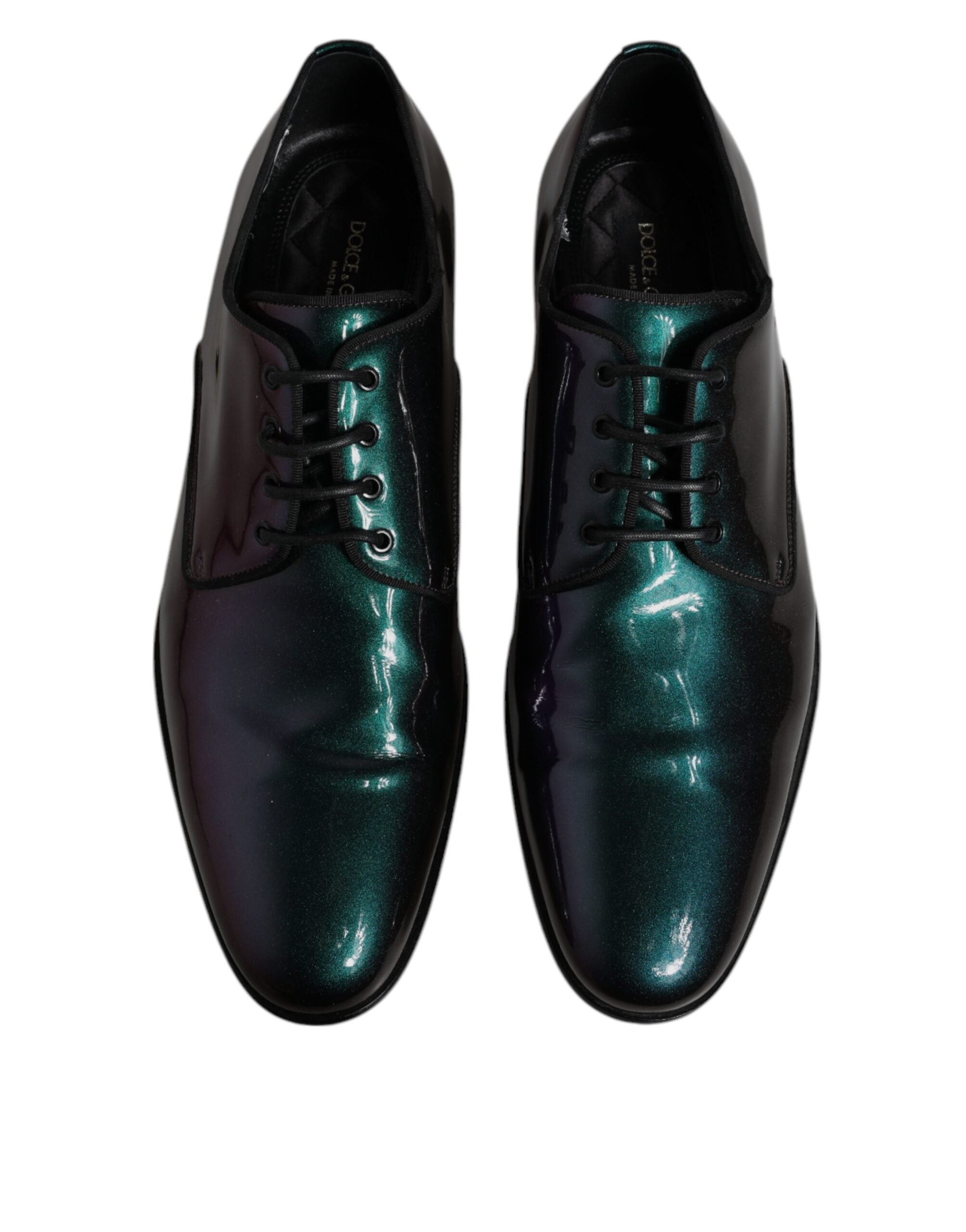 Dolce & Gabbana Multicolor Peacock Patent Leather Derby Men Dress Shoes