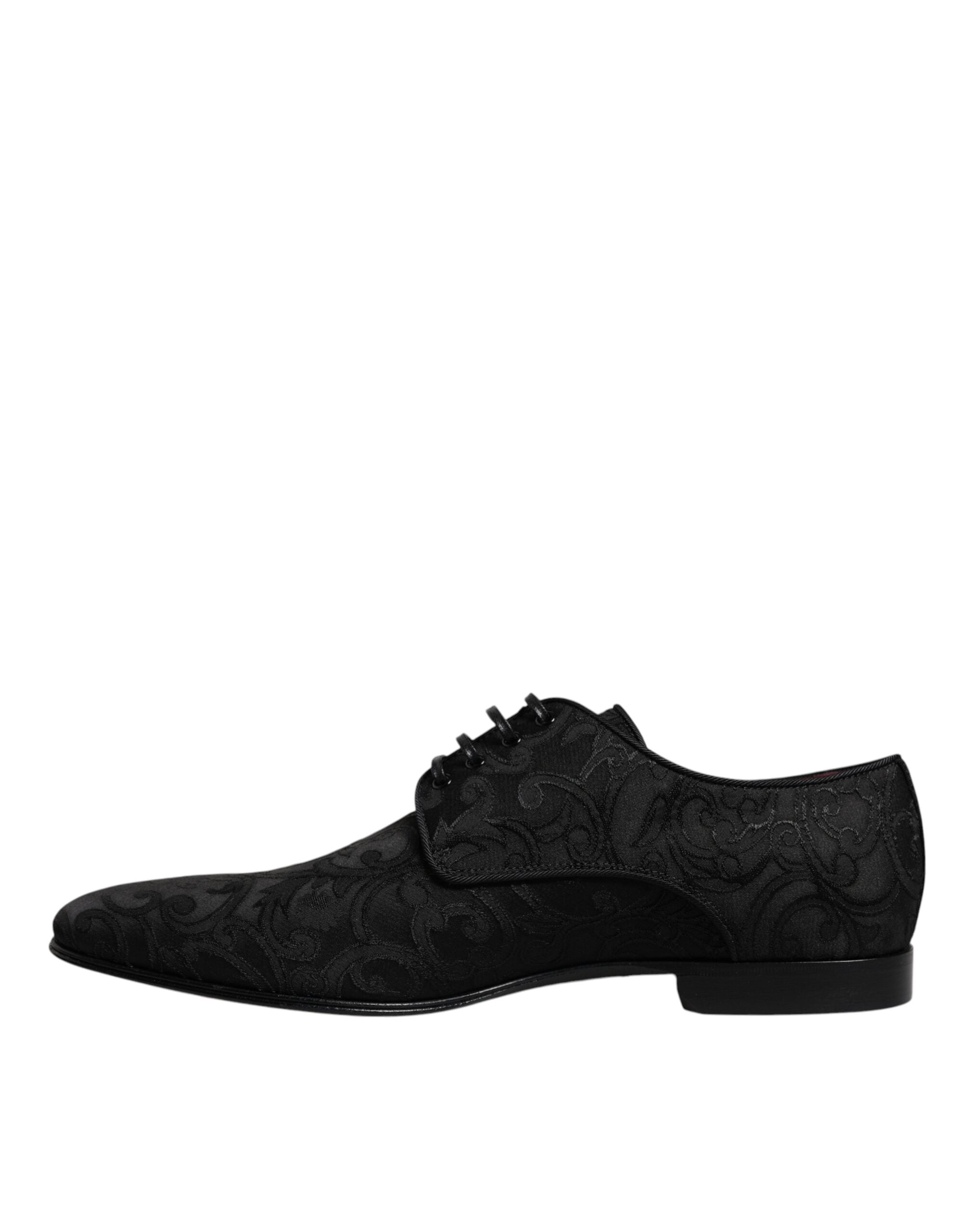 Dolce & Gabbana Black Jacquard Lace Up Derby Dress Shoes