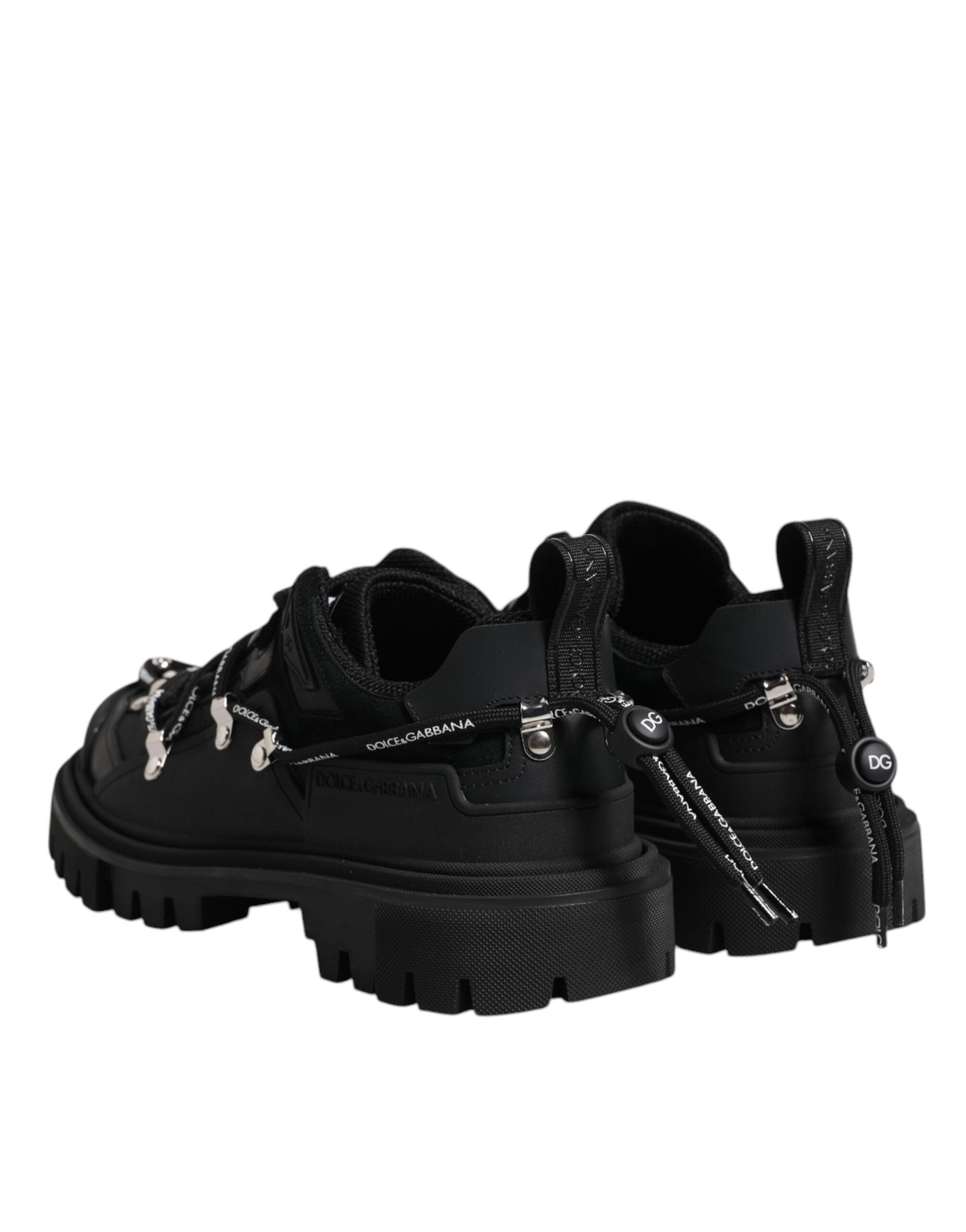 Dolce & Gabbana Black Low Top Lace Up Trekking Sneakers Shoes