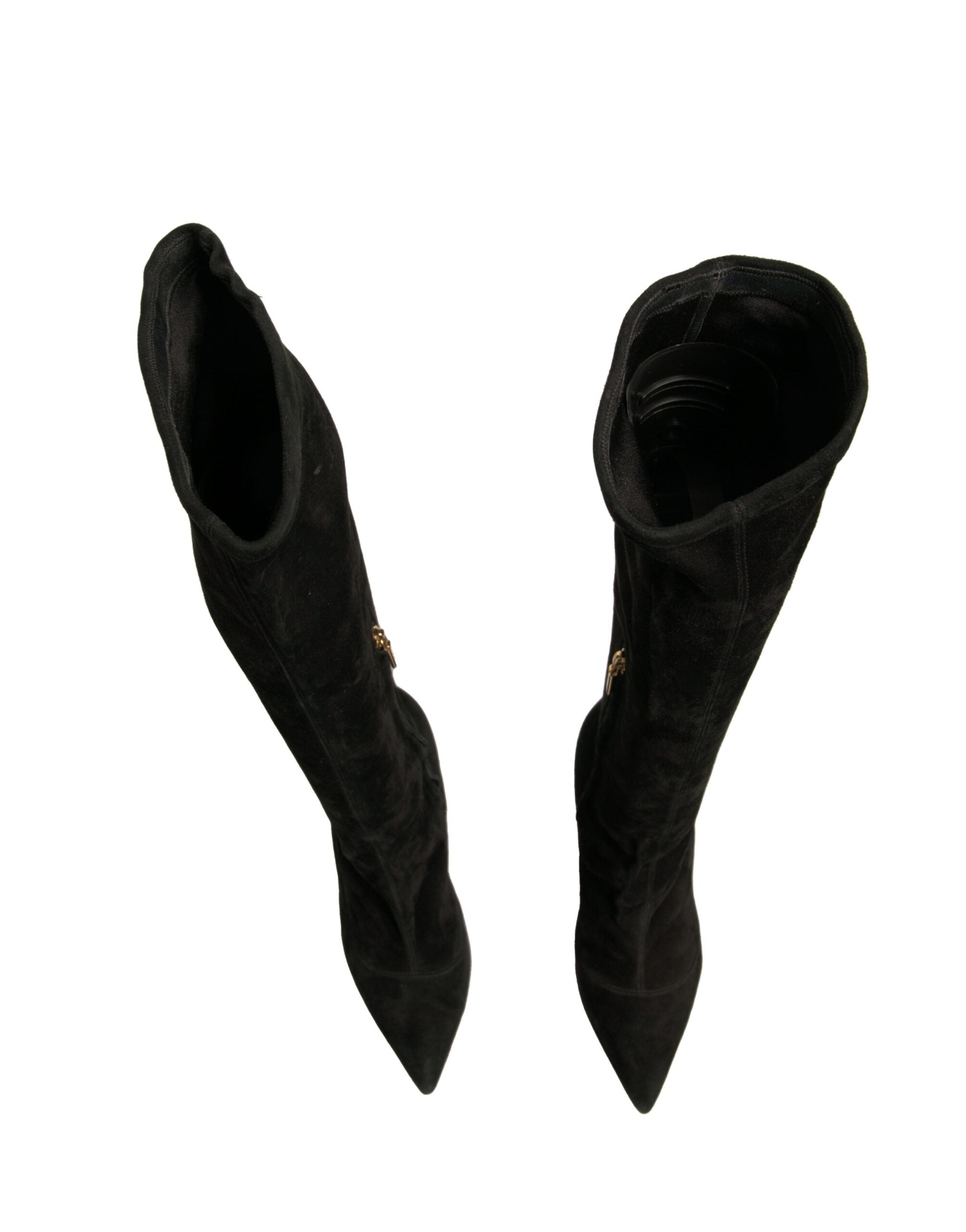 Dolce & Gabbana Black Suede Stiletto Knee High Boots Shoes