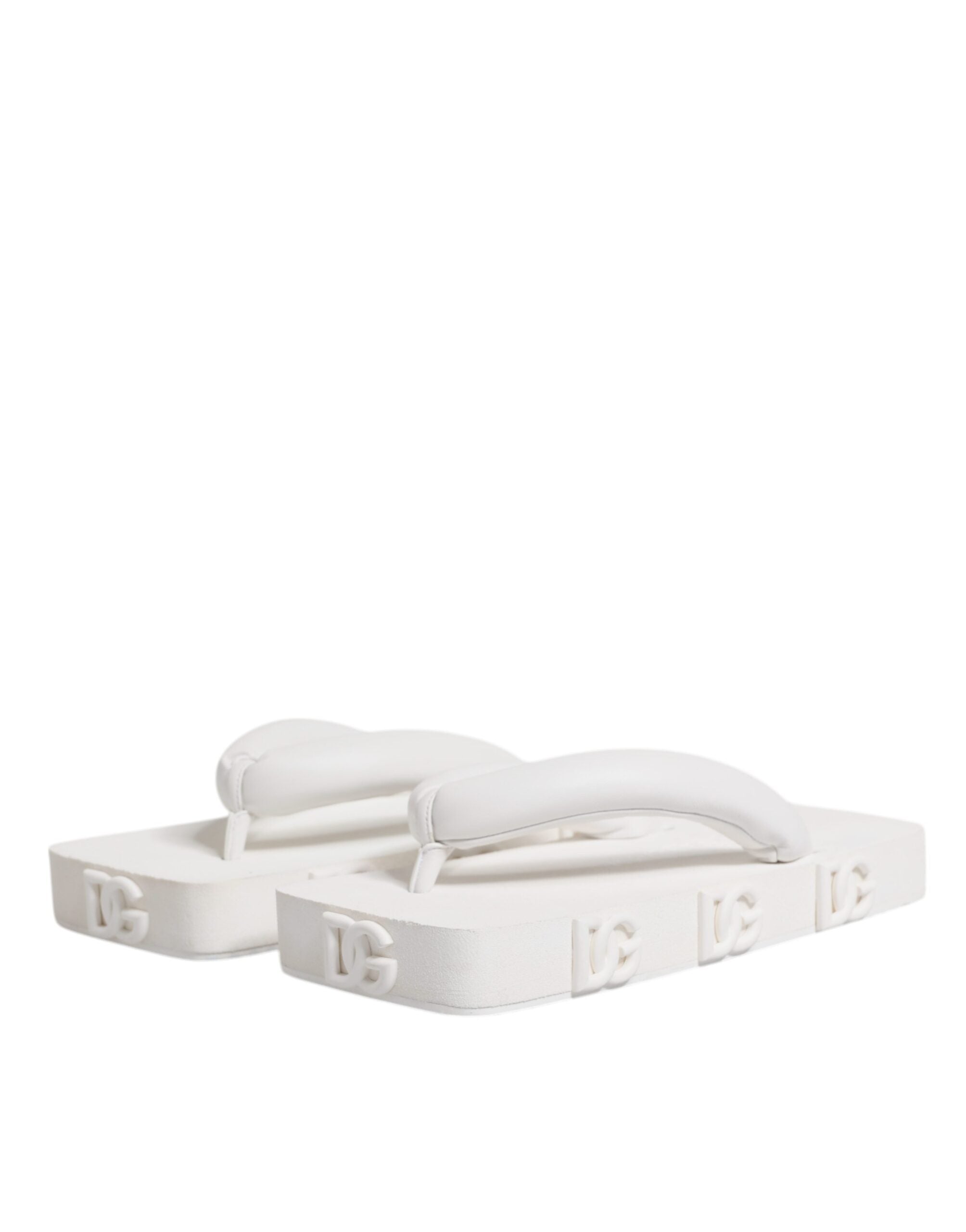 Dolce & Gabbana White Rubber Slides Flats Sandals Shoes