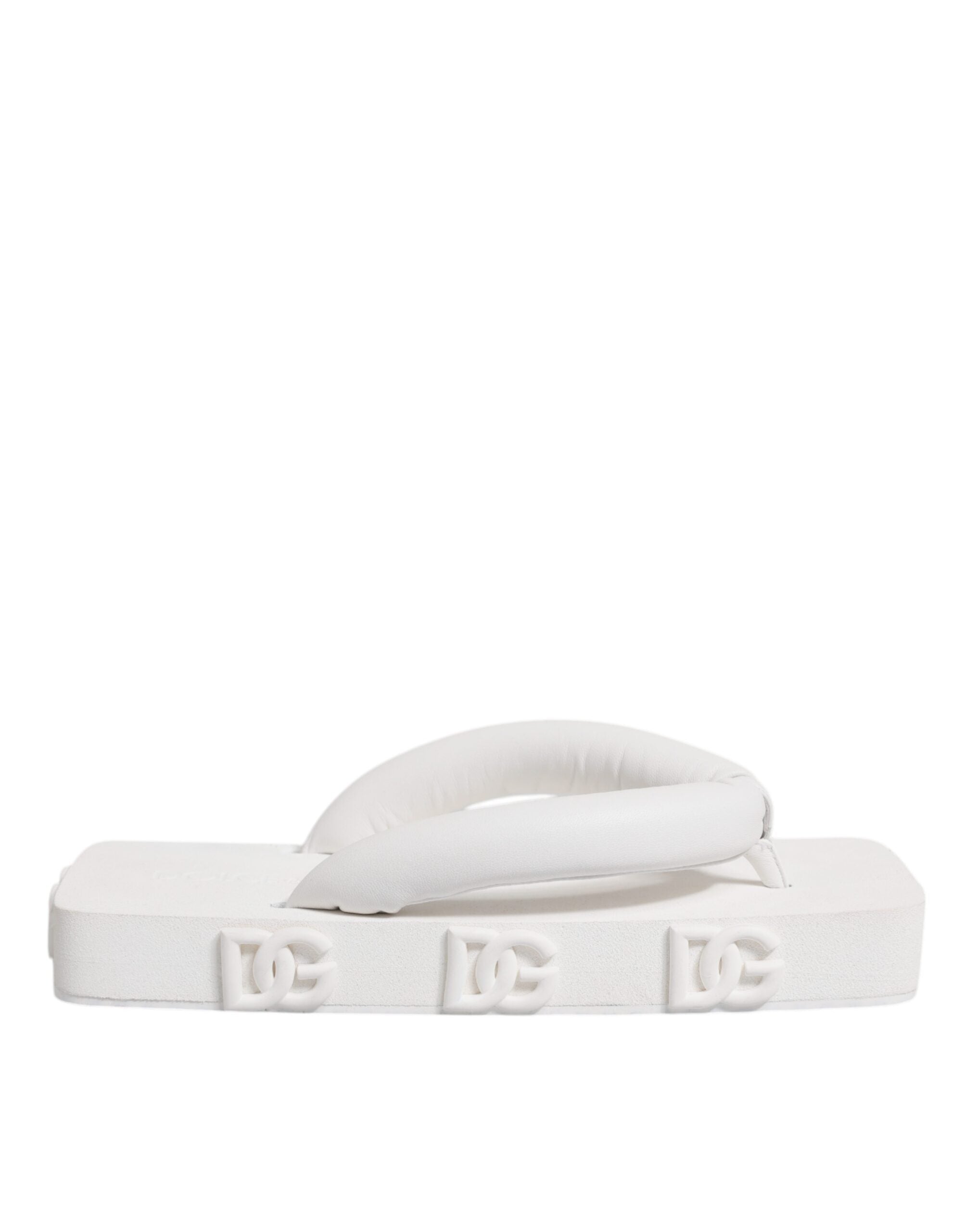 Dolce & Gabbana White Rubber Slides Flats Sandals Shoes