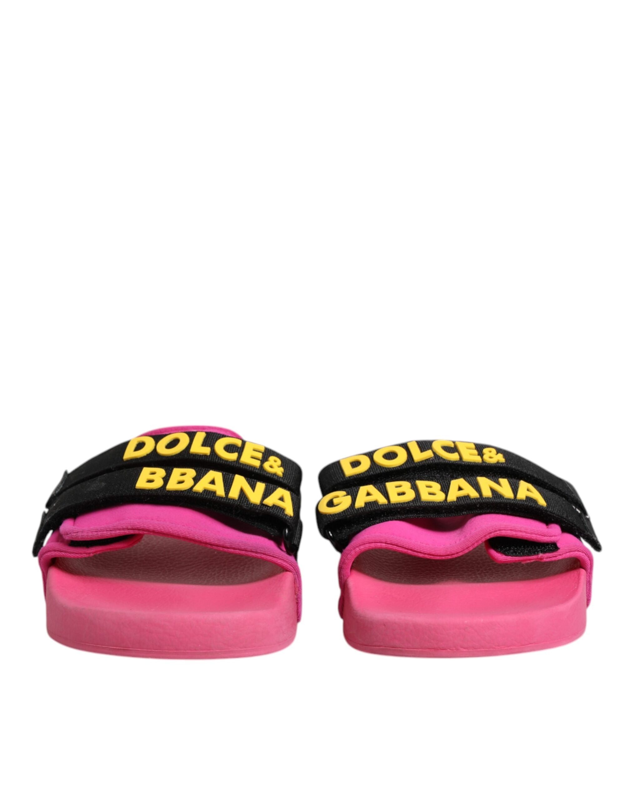 Dolce & Gabbana Fuchsia Neoprene Slides Flats Beachwear Shoes