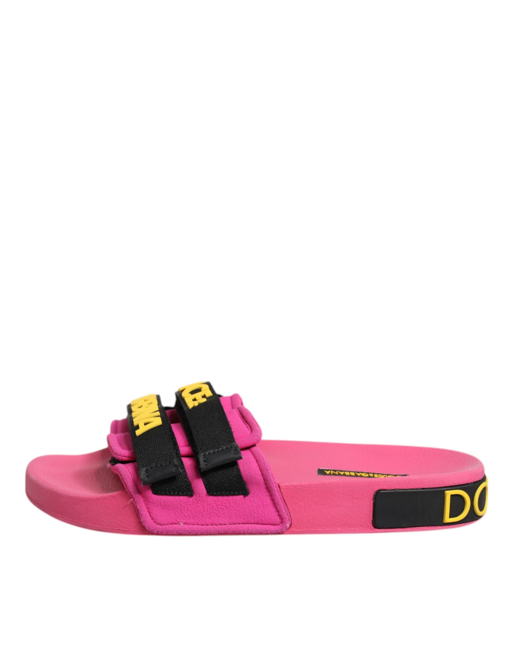 Dolce & Gabbana Fuchsia Neoprene Slides Flats Beachwear Shoes