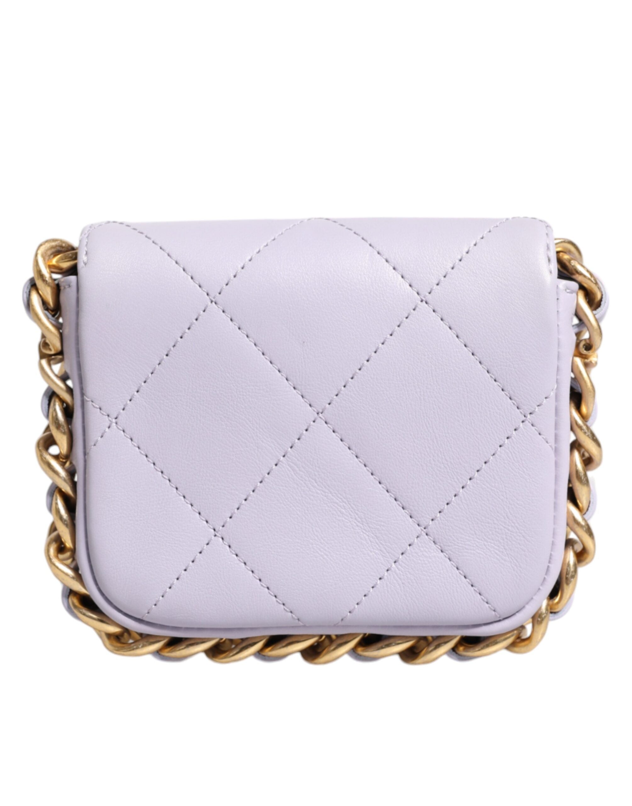 Chanel Blue Quilted Calfskin Framing Chain Flap Mini crossbody Bag