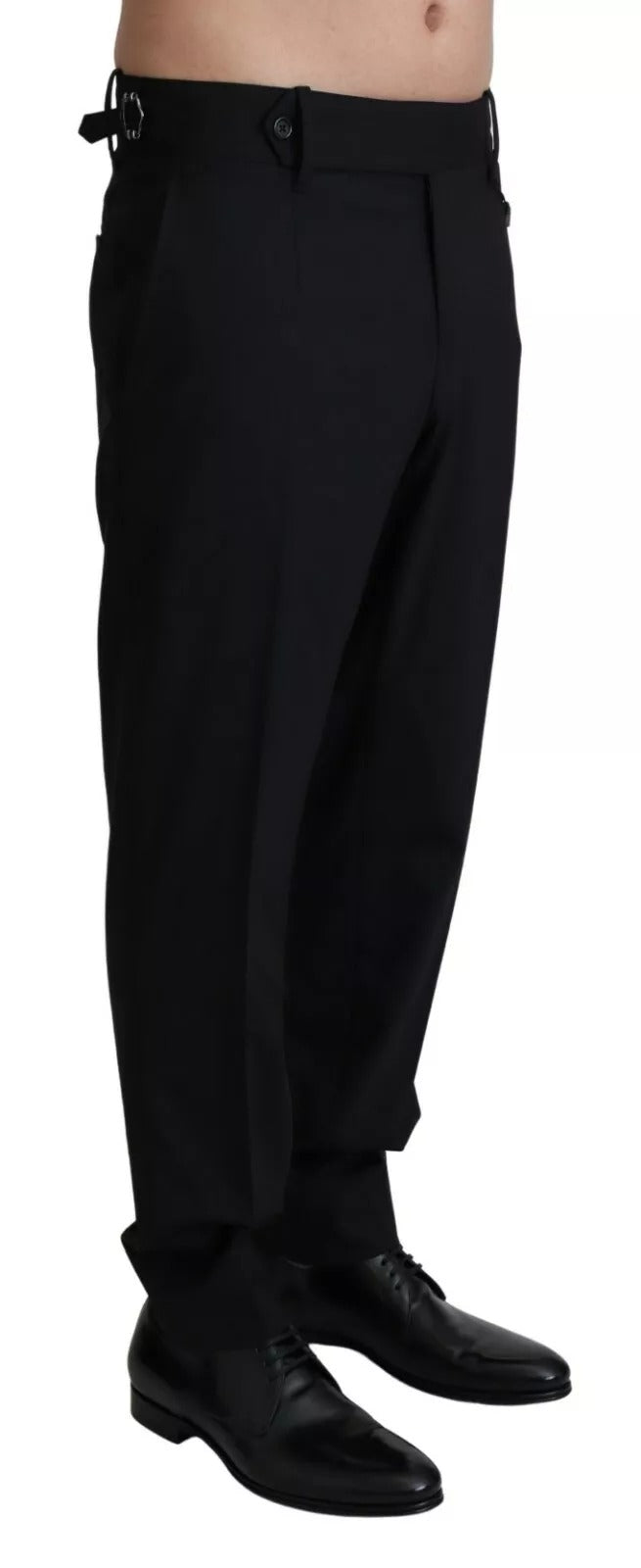 Dolce & Gabbana Black Wool Stretch Dress Trouser Pants