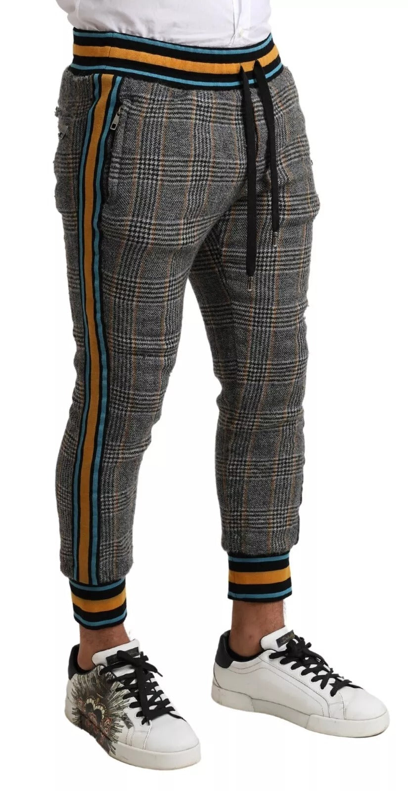 Dolce & Gabbana Multicolor Checkered Wool Men Jogger Pants