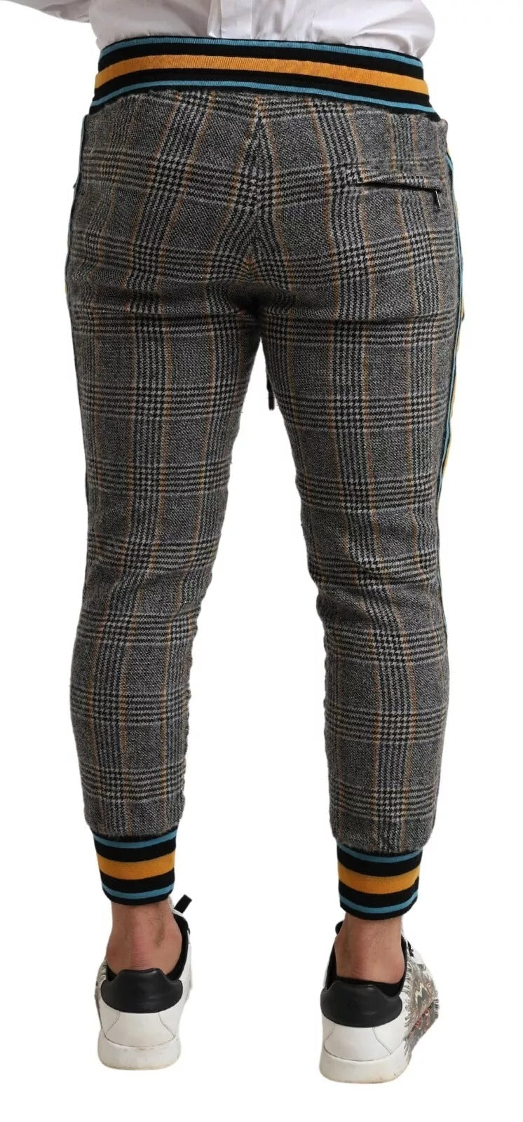 Dolce & Gabbana Multicolor Checkered Wool Men Jogger Pants