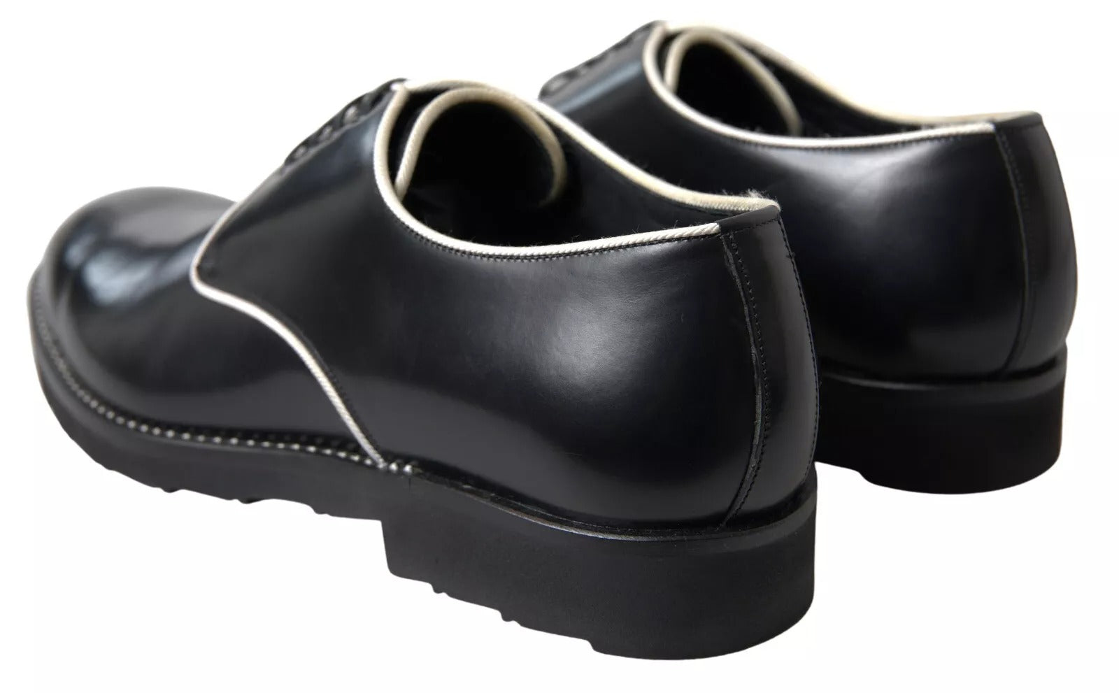 Dolce & Gabbana Black White Leather Formal Dress Shoes