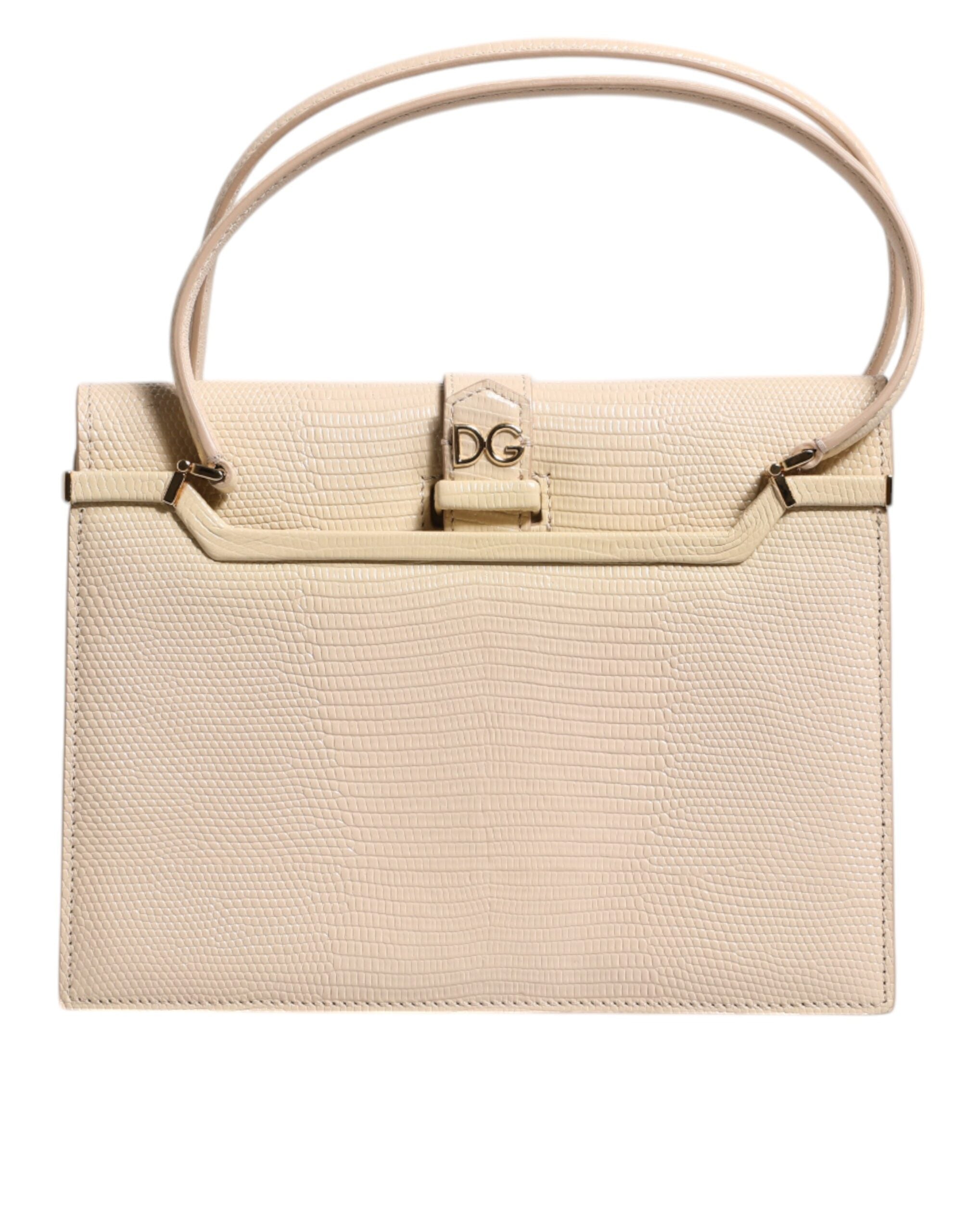 Dolce & Gabbana Beige Leather Ingrid Top Handle Shoulder Bag