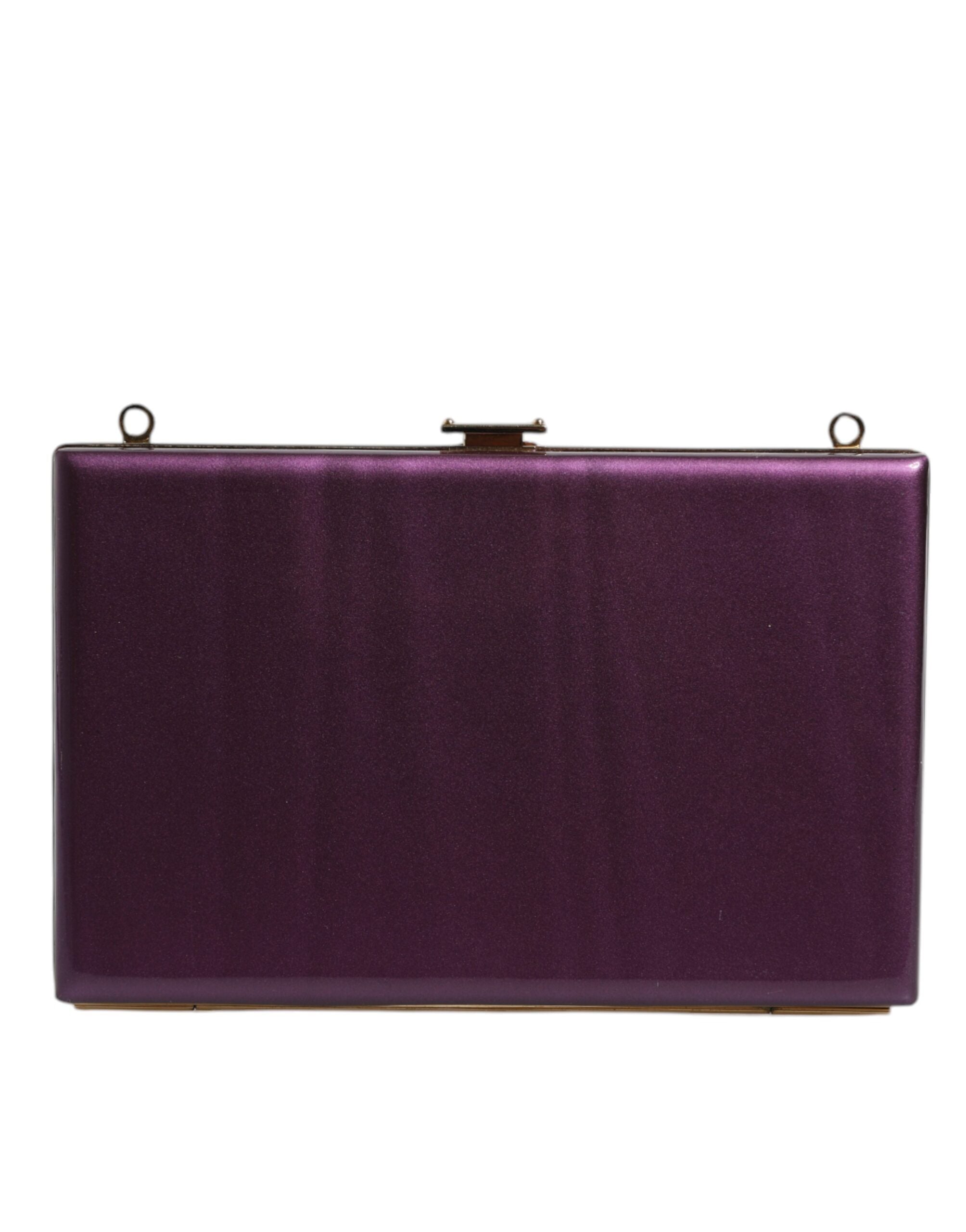 Dolce & Gabbana Purple Leather Clutch Evening Crossbody Bag