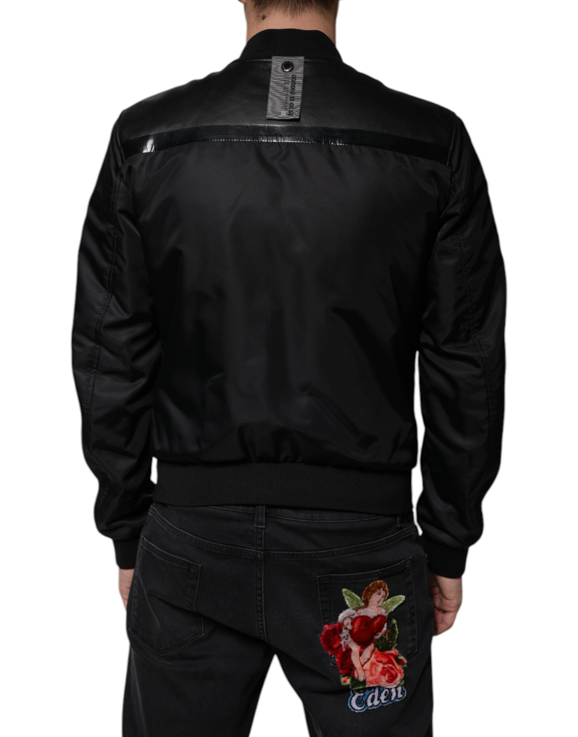 Dolce & Gabbana Black Lambskin Full Zip Biker Blouson Jacket