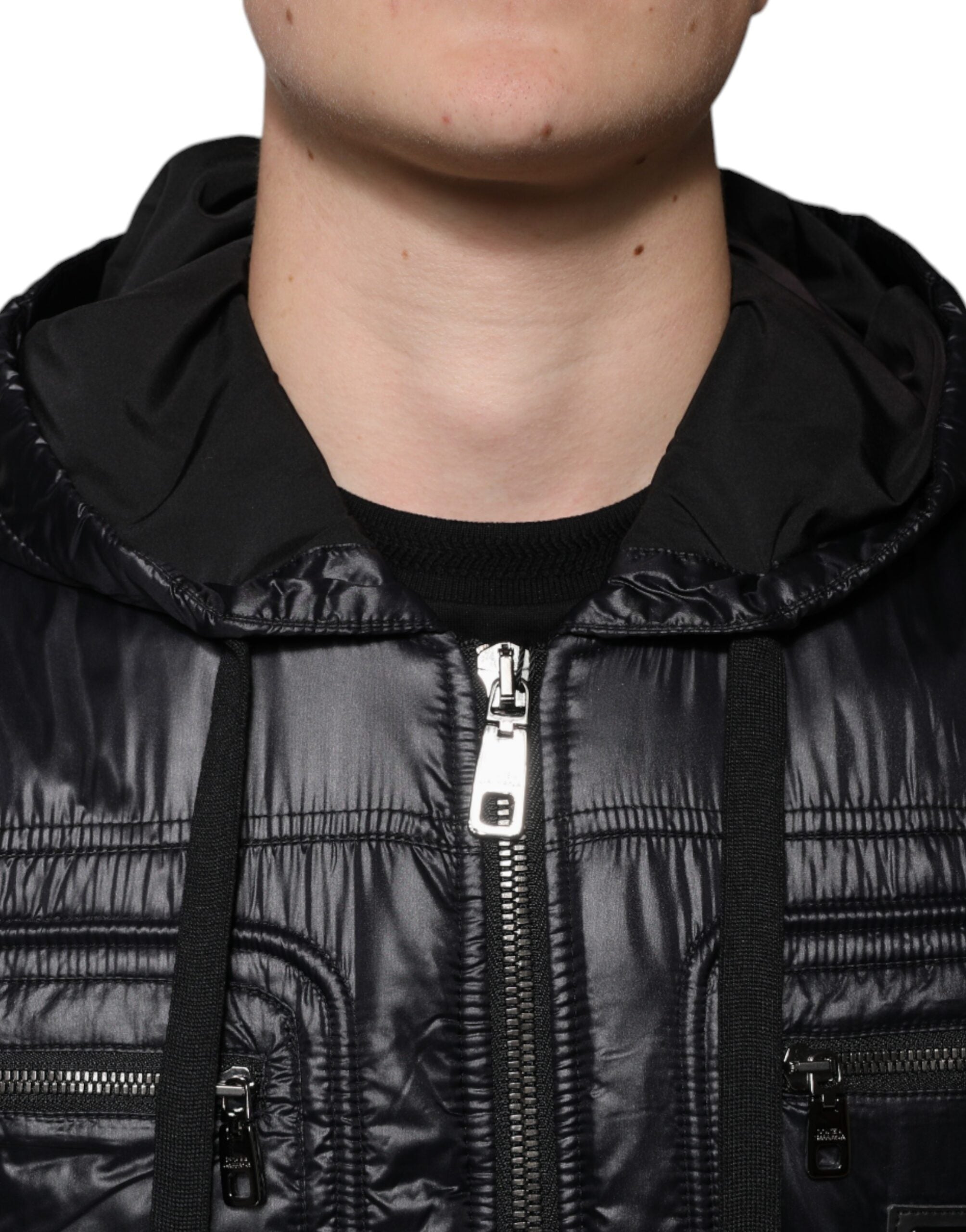 Dolce & Gabbana Black Nylon Hooded Full Zip Blouson Jacket