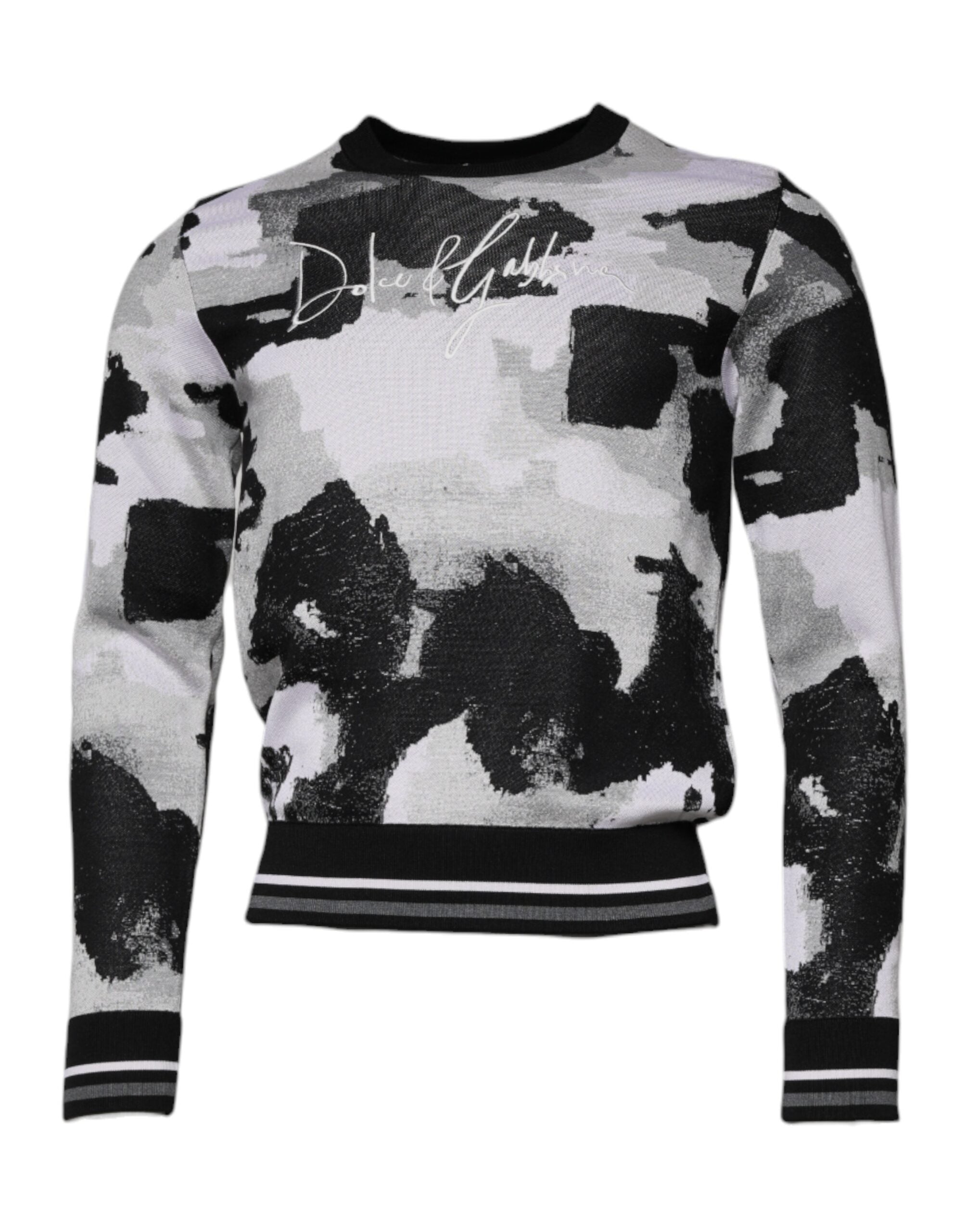 Dolce & Gabbana Multicolor Camouflage Crew Neck Men Pullover Sweater