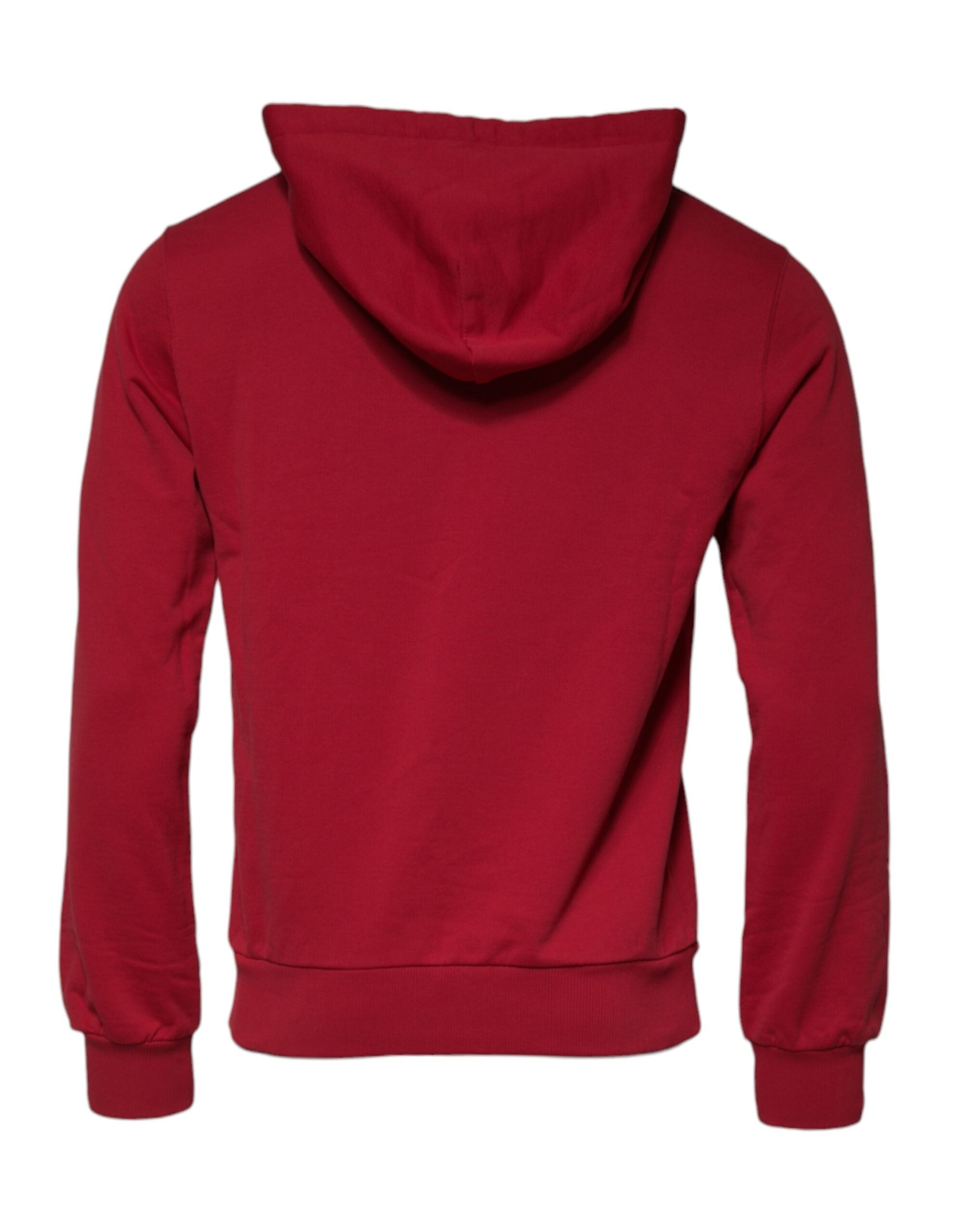 Dolce & Gabbana Red Cotton Logo Hooded Sweatshirt Sweater