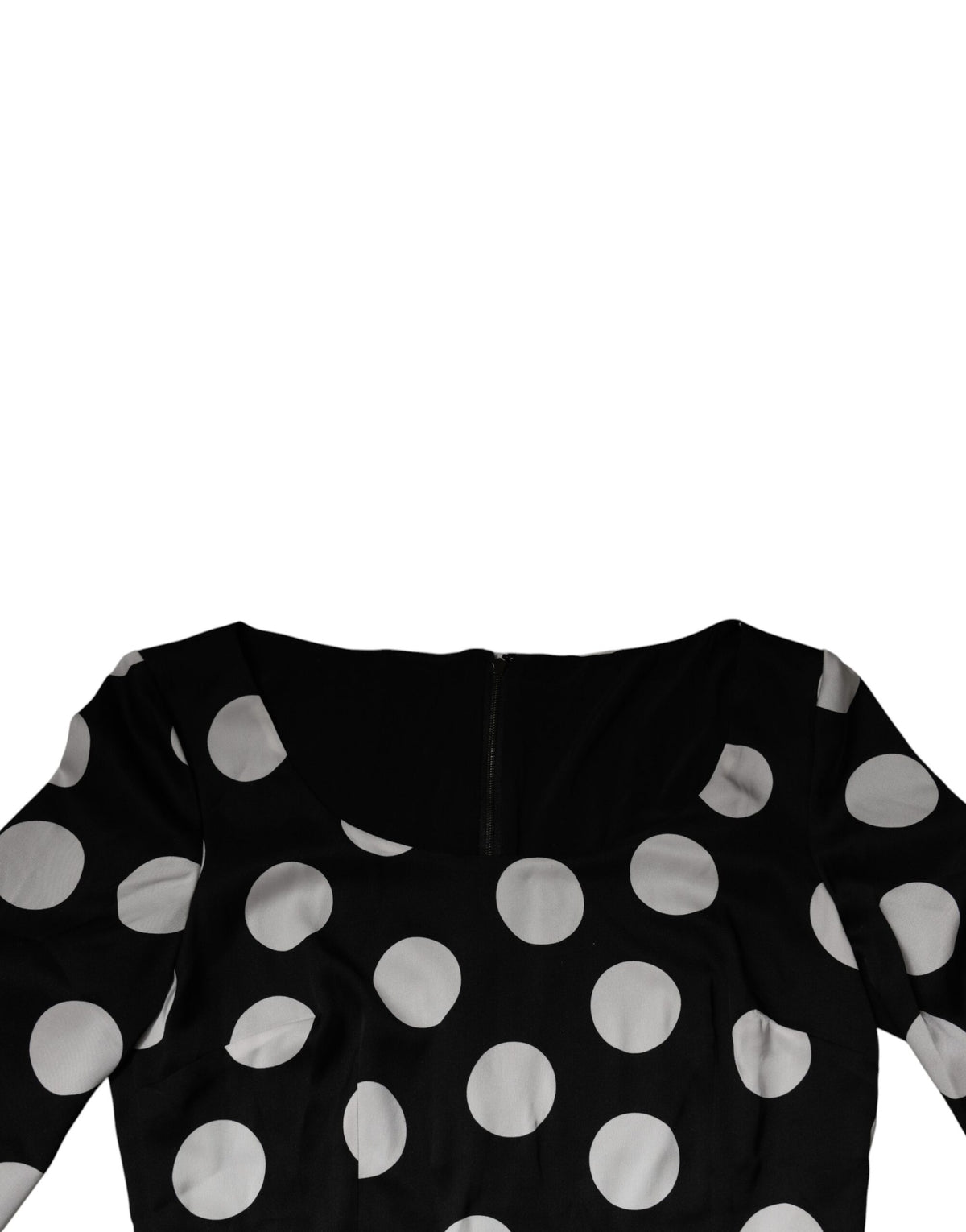 Dolce & Gabbana Black White Silk Polka Dots Sheath Midi Dress