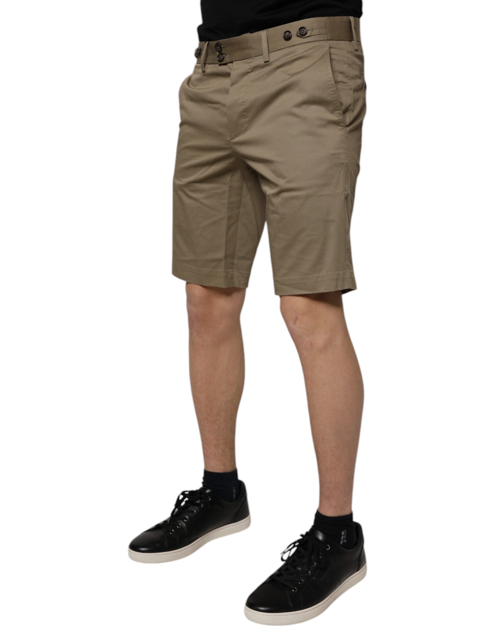 Dolce & Gabbana Dark Khaki Cotton Stretch Casual Chino Shorts