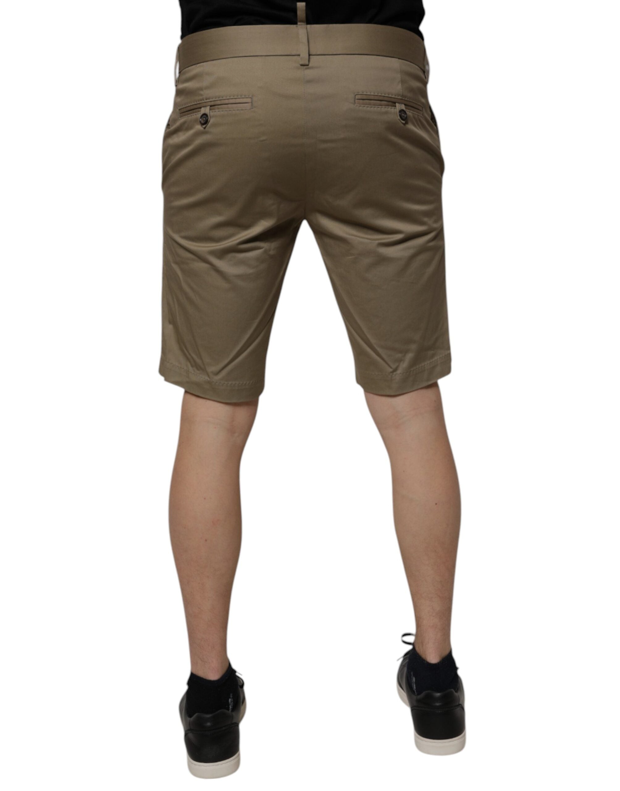 Dolce & Gabbana Dark Khaki Cotton Stretch Casual Chino Shorts